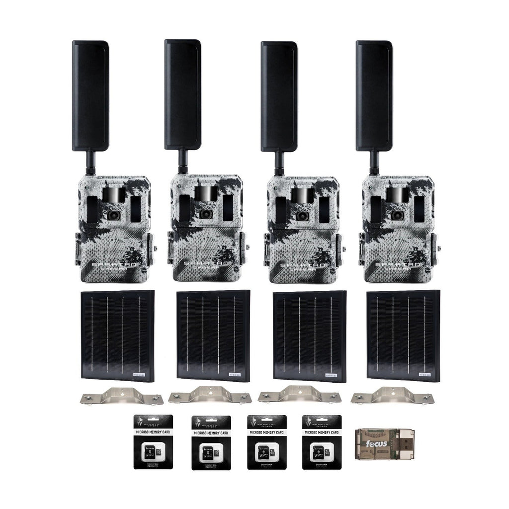 Spartan GoLive2 4G/LTE Trail Camera 4-Pack Bundle with Solar Panel & Accessories