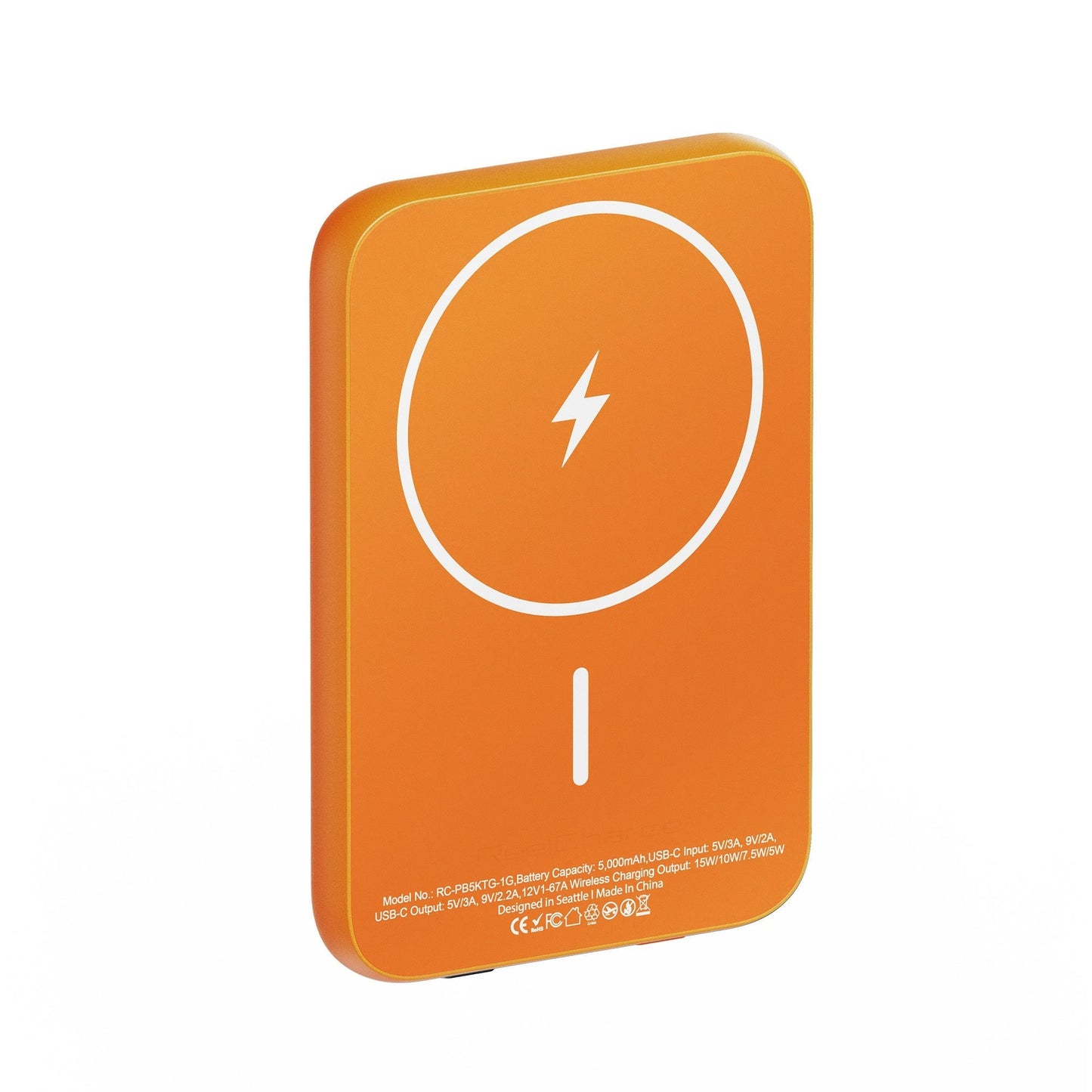 ReelCharge ReelSafe 5,000 mAh Glass Power Bank (Orange)