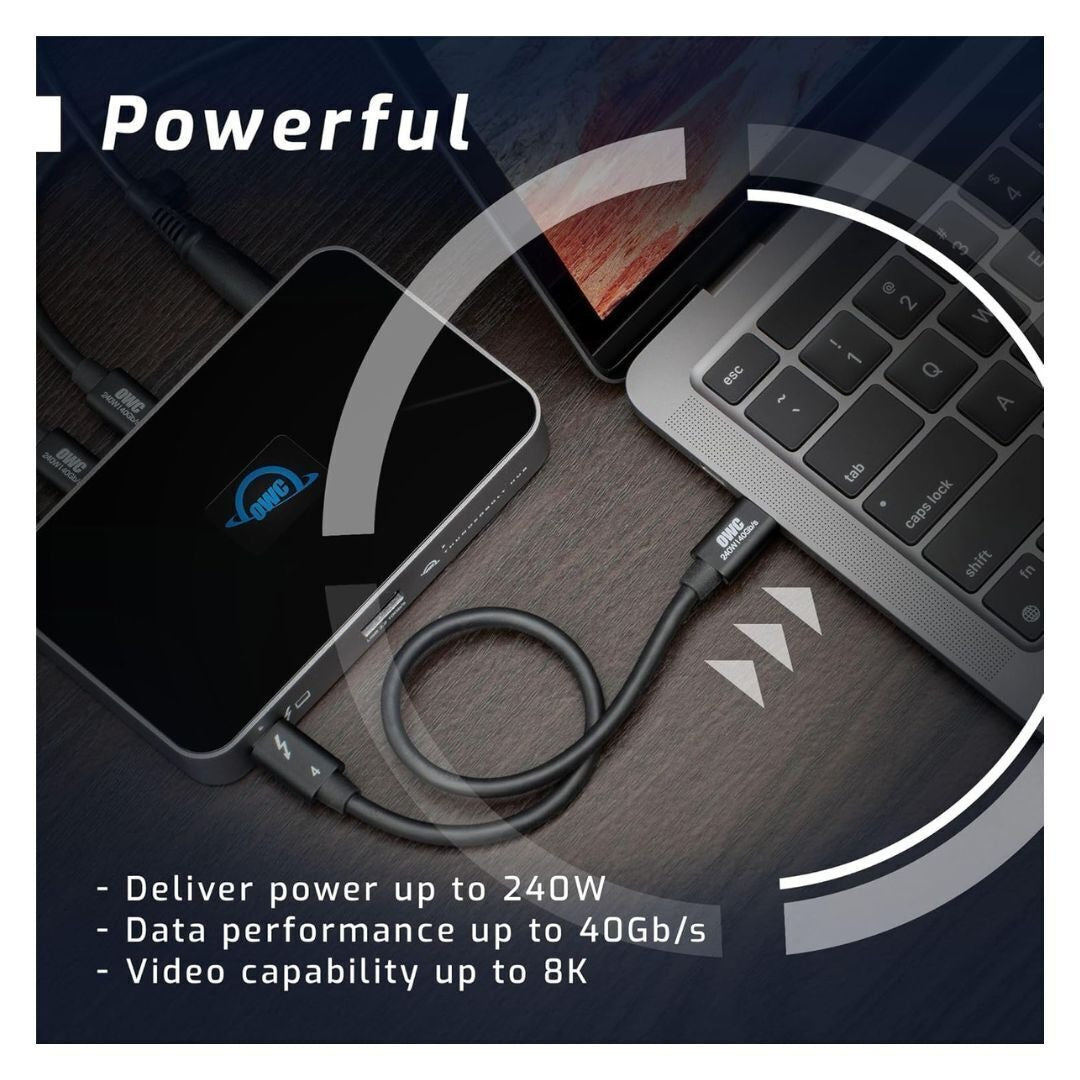 OWC 39-Inch Thunderbolt 4 and USB-C Cable with 40 GBPS Data Transfer and 240W Power Charging (Black)