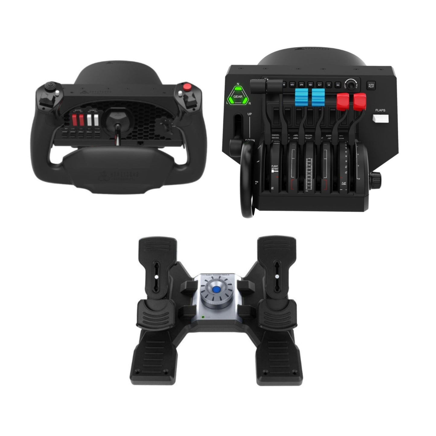 Honeycomb Aeronautical Alpha Flight Controls Yoke with Honeycomb Bravo Throttle Quadrant & Logitech