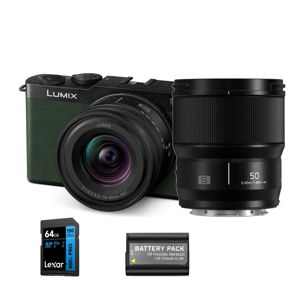 Panasonic LUMIX S9N Full Frame Mirrorless Camera w/ 18-40mm Lens (Green) Bundle