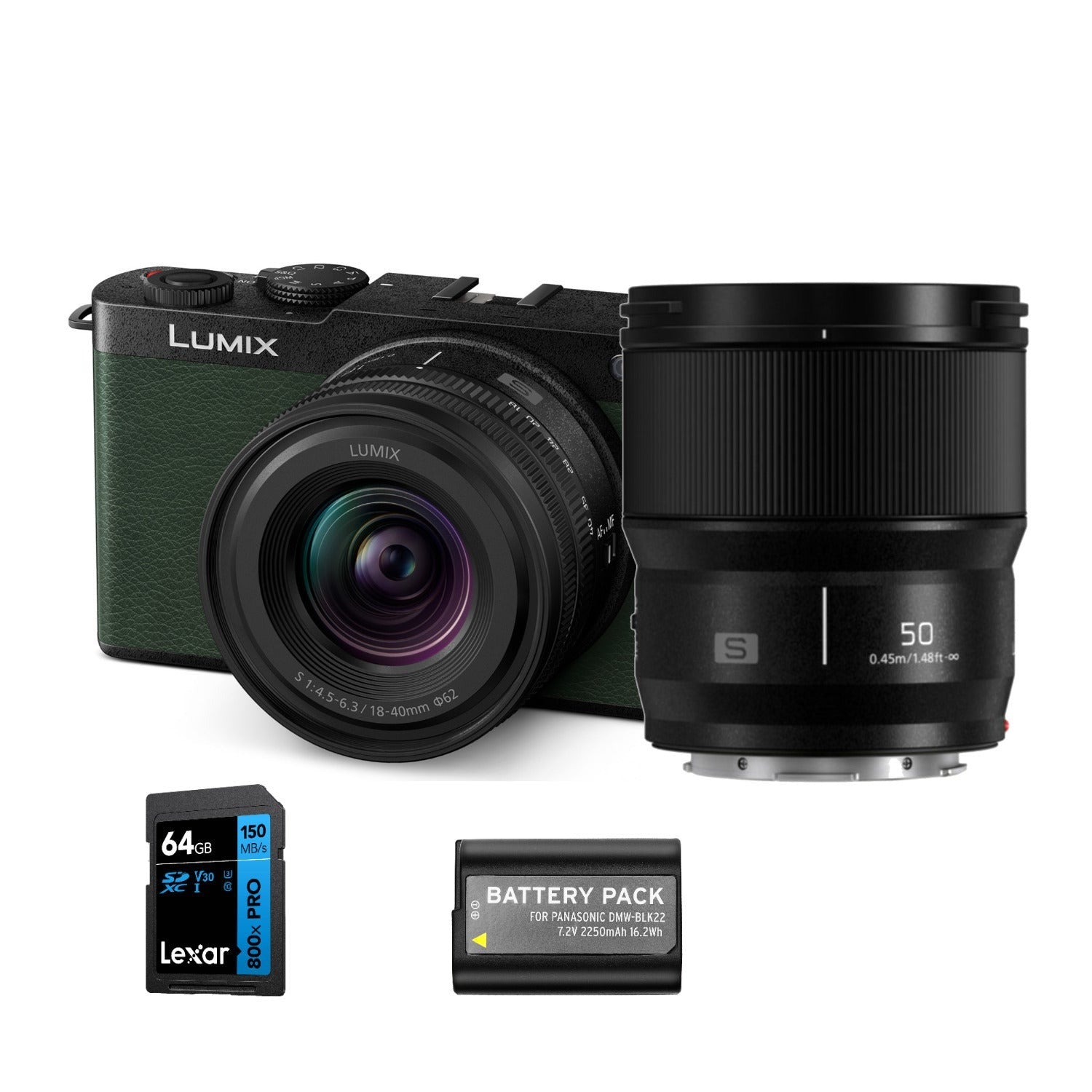 Panasonic LUMIX S9N Full Frame Mirrorless Camera w/ 18-40mm Lens (Green) Bundle