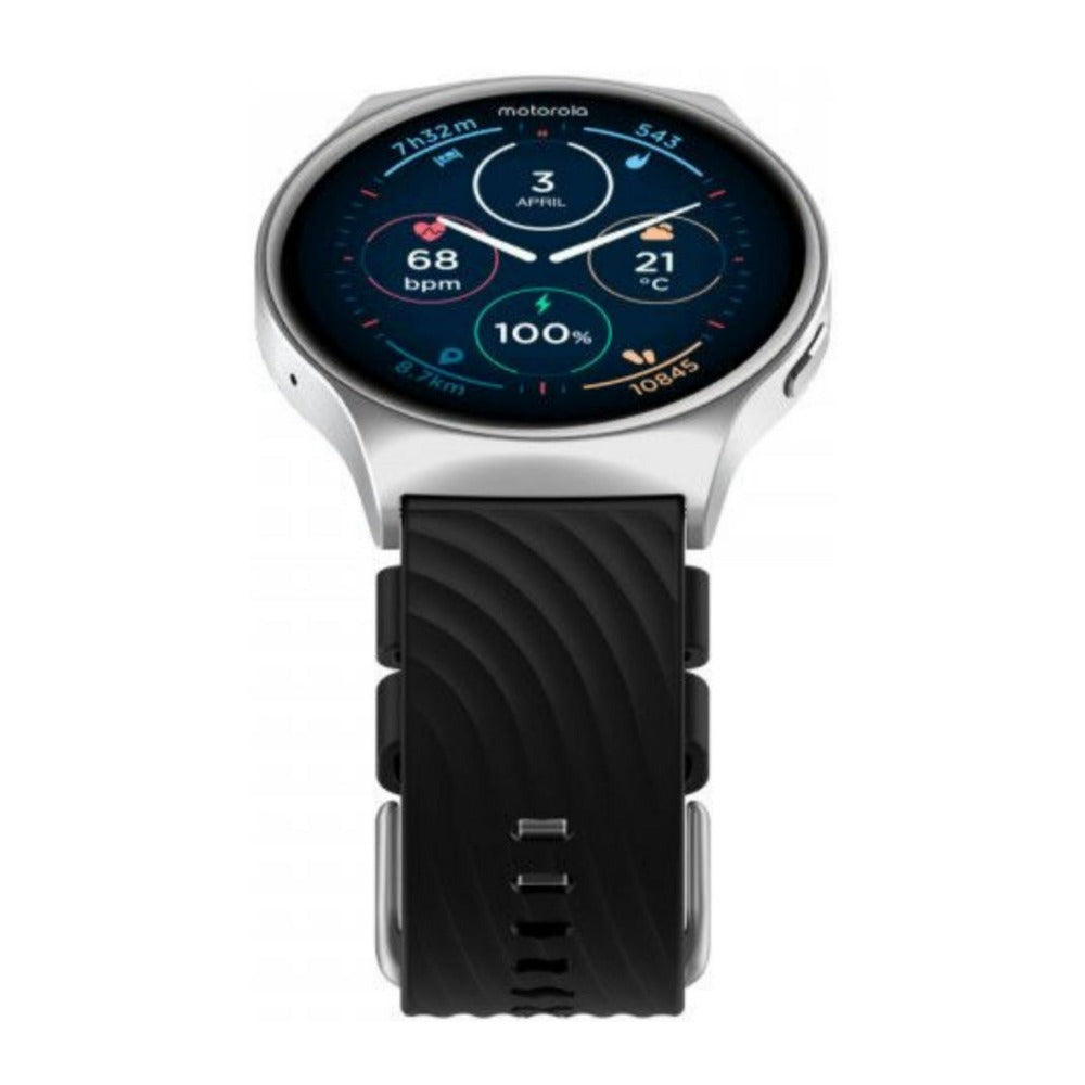 Motorola Moto 120 Bluetooth Smartwatch with AMOLED Display and Google Fit (Glacier Silver)