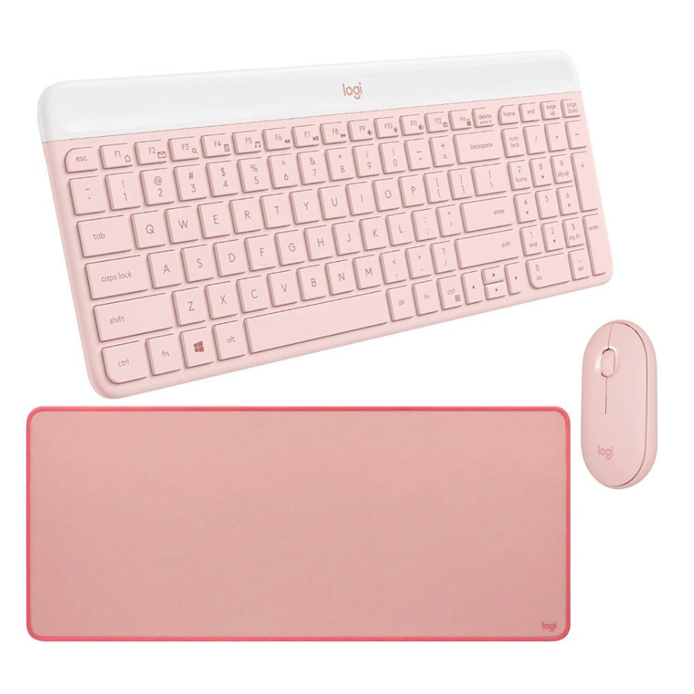 Logitech MK470 Slim Wireless Keyboard and Mouse Combo with Compact Layout (Rose) Bundle