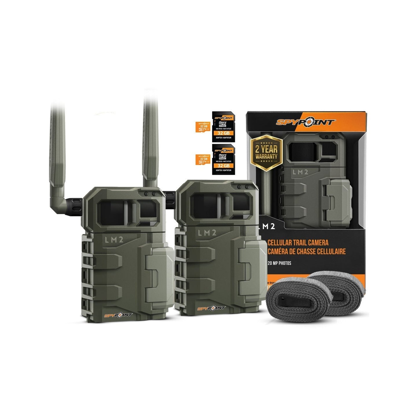 Spypoint LM2 Cellular Trail Camera with 32GB Micro SD Card (2-Pack)