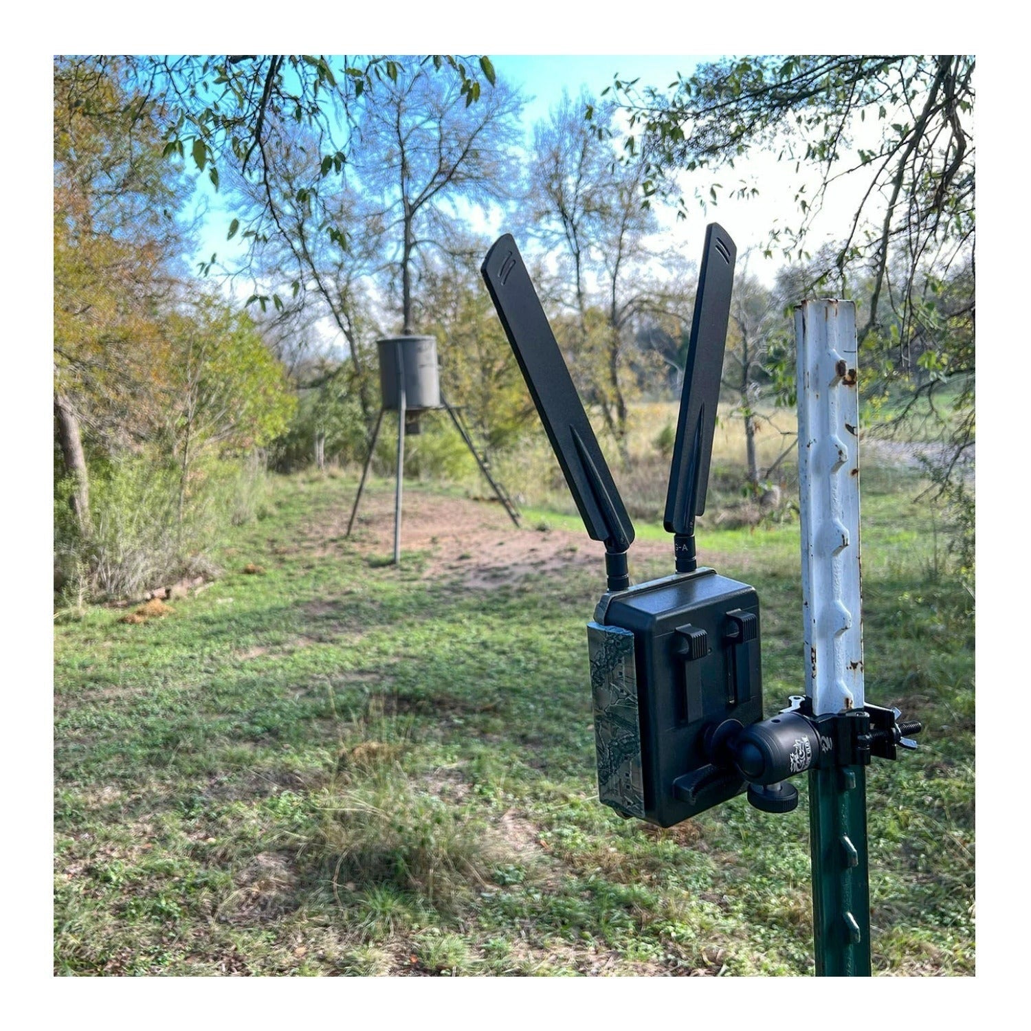 Slow Glow Maverick T-Post Trail Camera Mount with Adjustable Ball Head & Card Reader Bundle