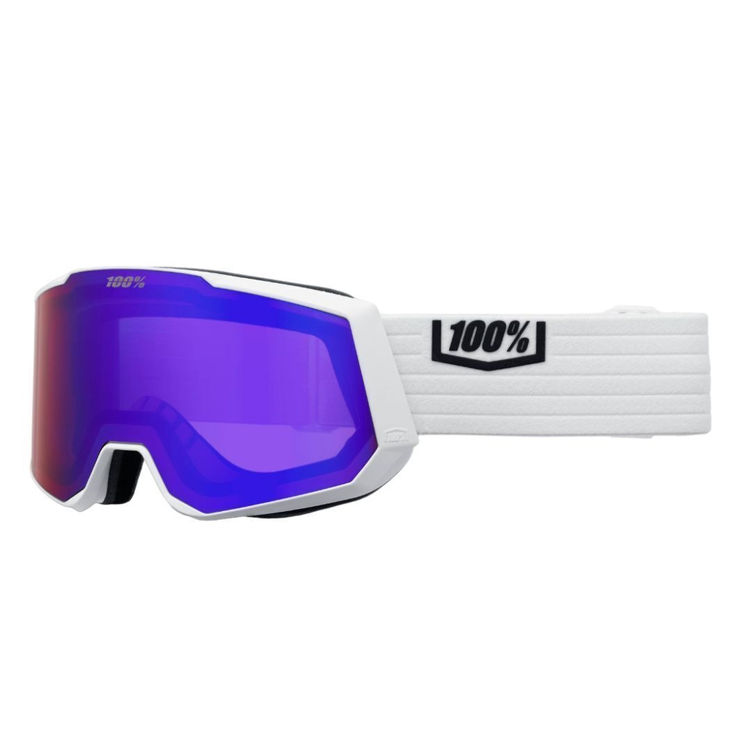 100 Percent Snowcraft XL White Snow Goggles (White, Silver Flash Mirror Lens)