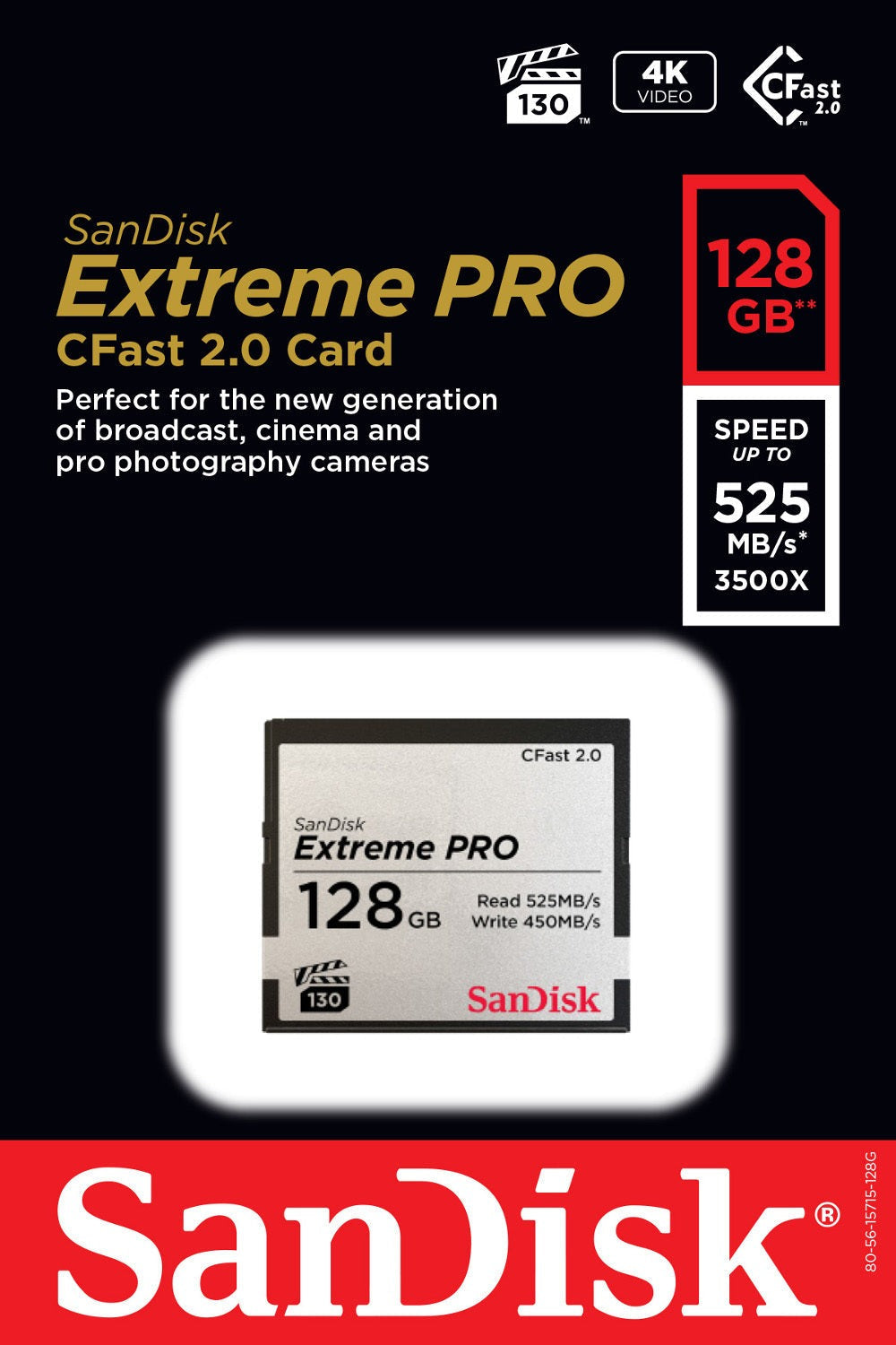 SanDisk 128GB Extreme PRO CFast 2.0 Memory Card