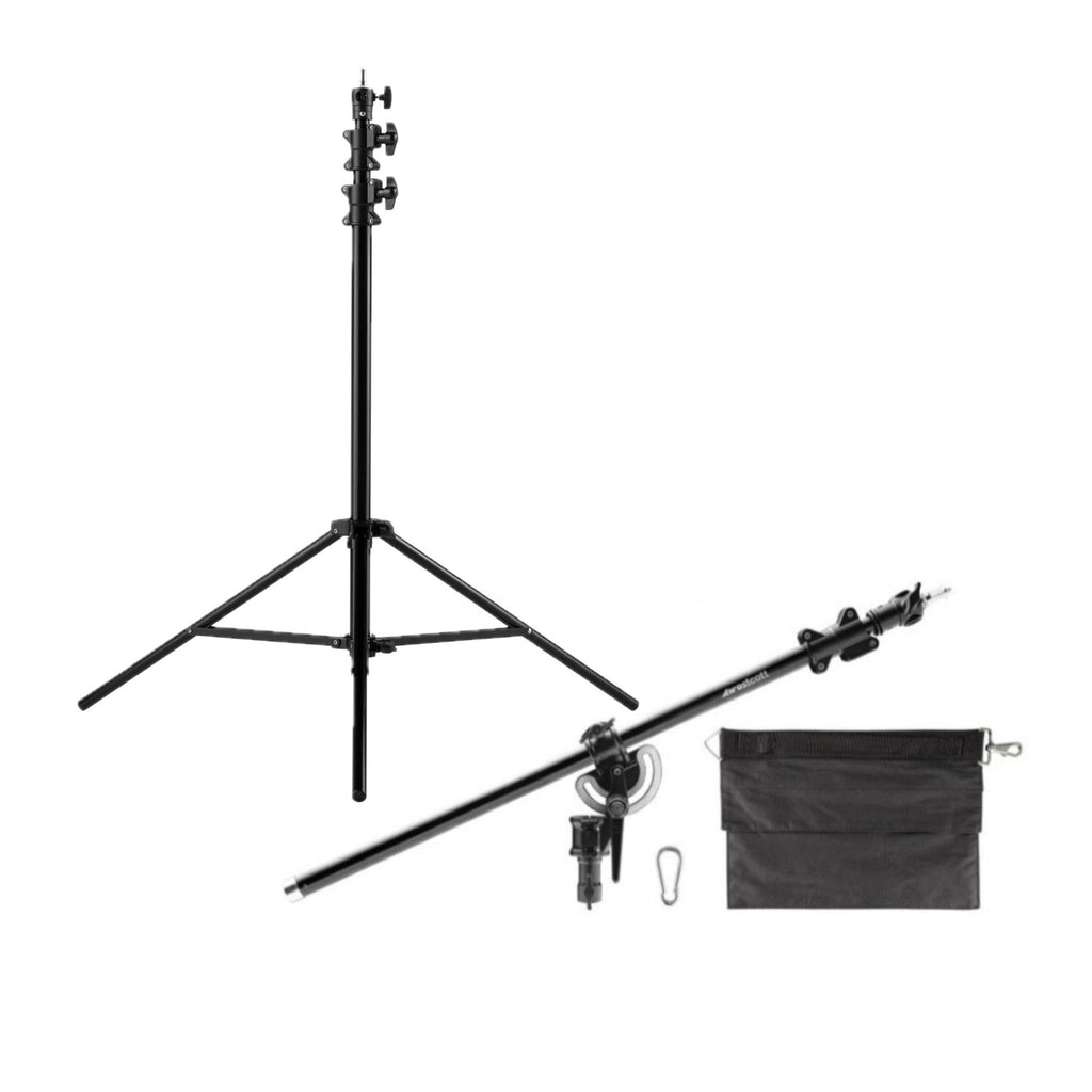 Westcott Mini-Boom Arm and Weight Bag Bundle with 8-Ft Heavy-Duty Light Stand