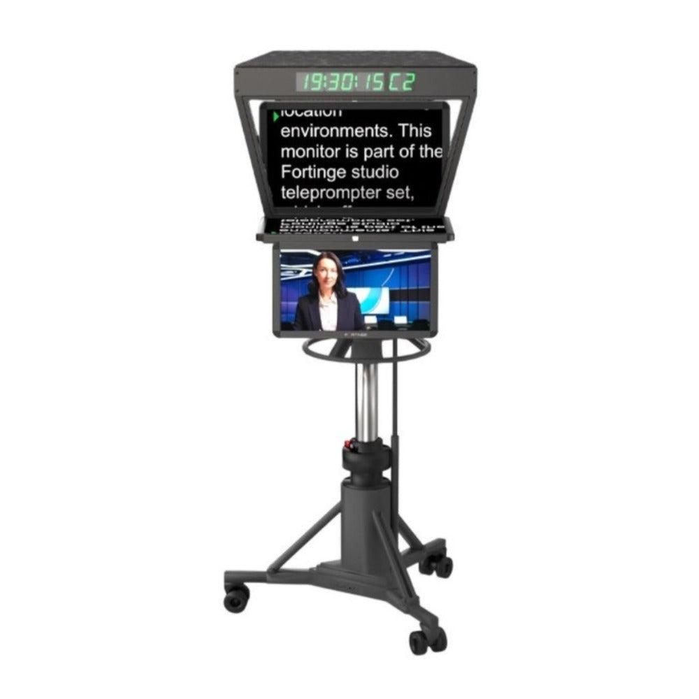 Fortinge ROBO 24-Inch High-Brightness Studio Teleprompter for PTZ Cameras with Sleek Design (Black)