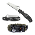 Spyderco Rescue 3 Lightweight Folding Knife with Multi-Tool Paracord Bracelet