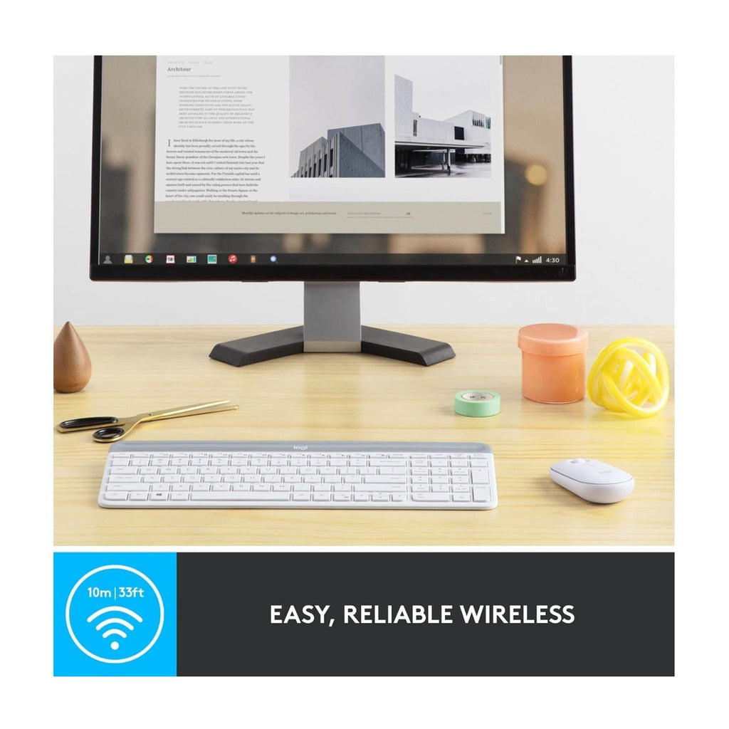 Logitech MK470 Slim Logitech Wireless Keyboard and Mouse Combo (Off-White)
