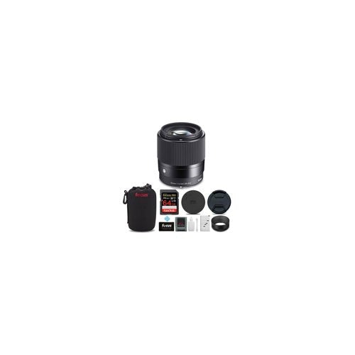 Sigma 30mm f/1.4 DC DN Contemporary Lens for Canon EF-M and 64GB SD Card Bundle