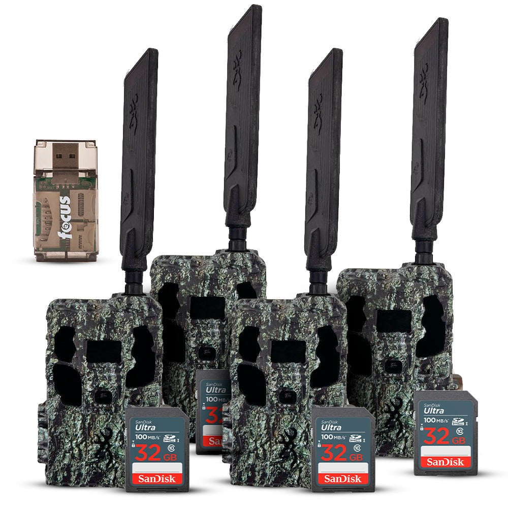 Browning Trail Camera Defender Pro Scout Max HD Cellular Trail Camera with IR Video (4-Pack) Bundle