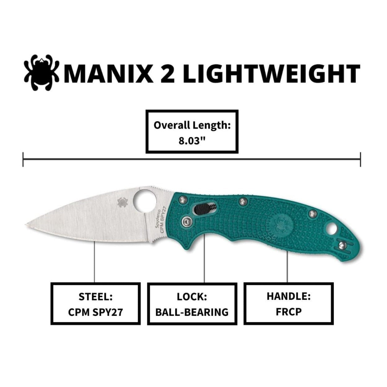 Spyderco Manix 2 3.37-Inch CPM SPY27 Steel Blade PlainEdge Foldable Knife (Blue)