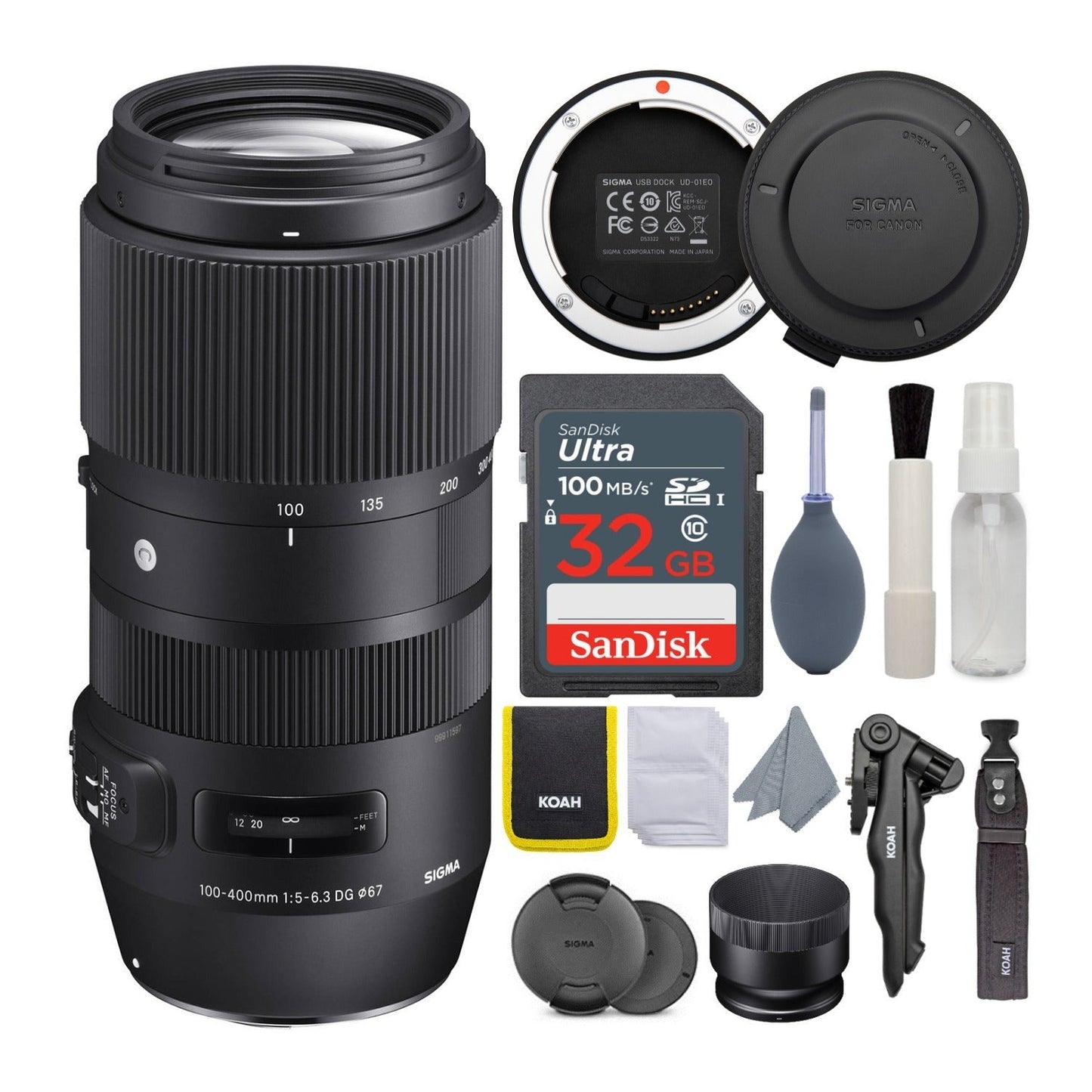Sigma 100-400mm f/5-6.3 DG OS HSM Contemporary Lens for Canon EF with USB Dock Bundle