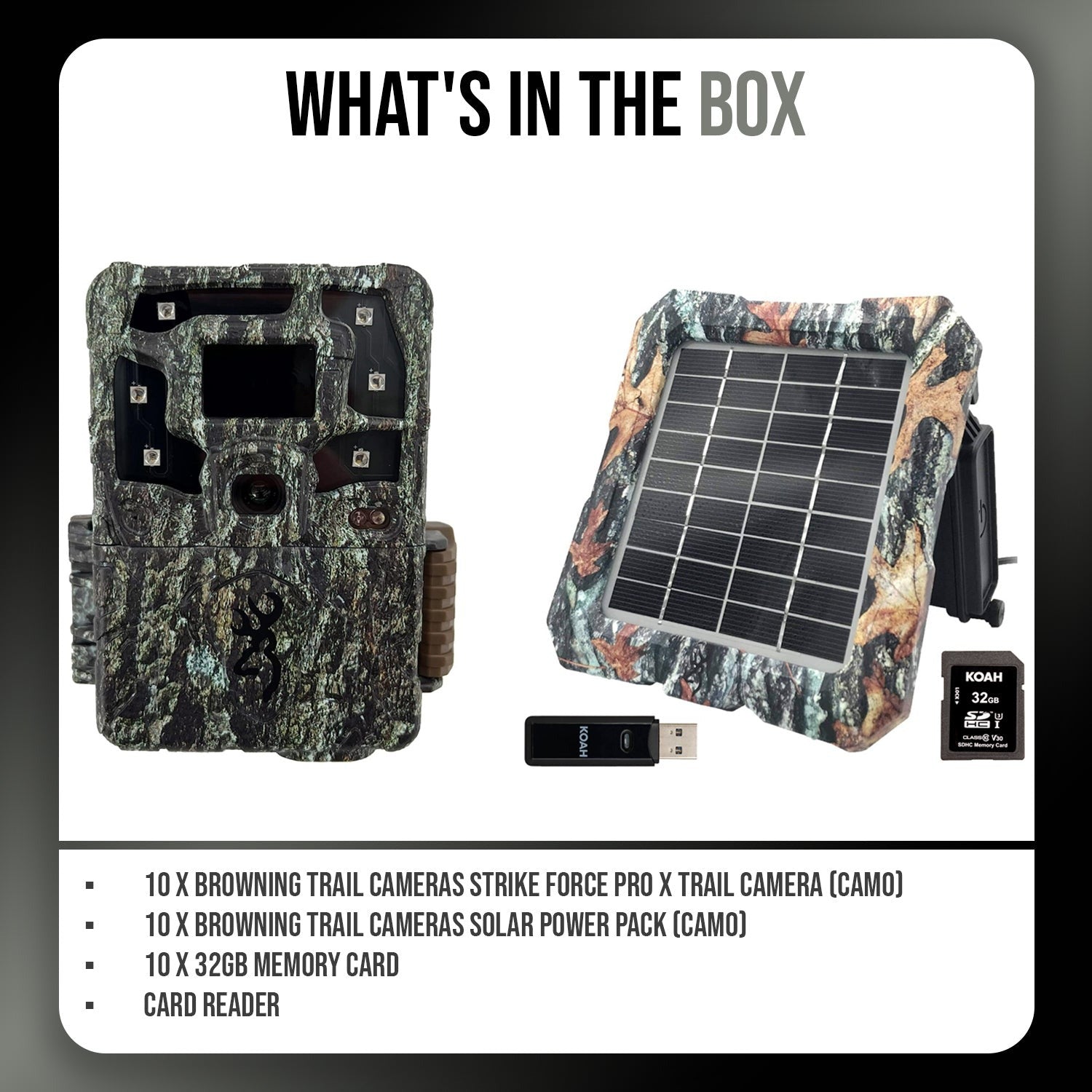 Browning Trail Cameras Strike Force Pro X Trail Camera Bundle (10-Pack, Camo)