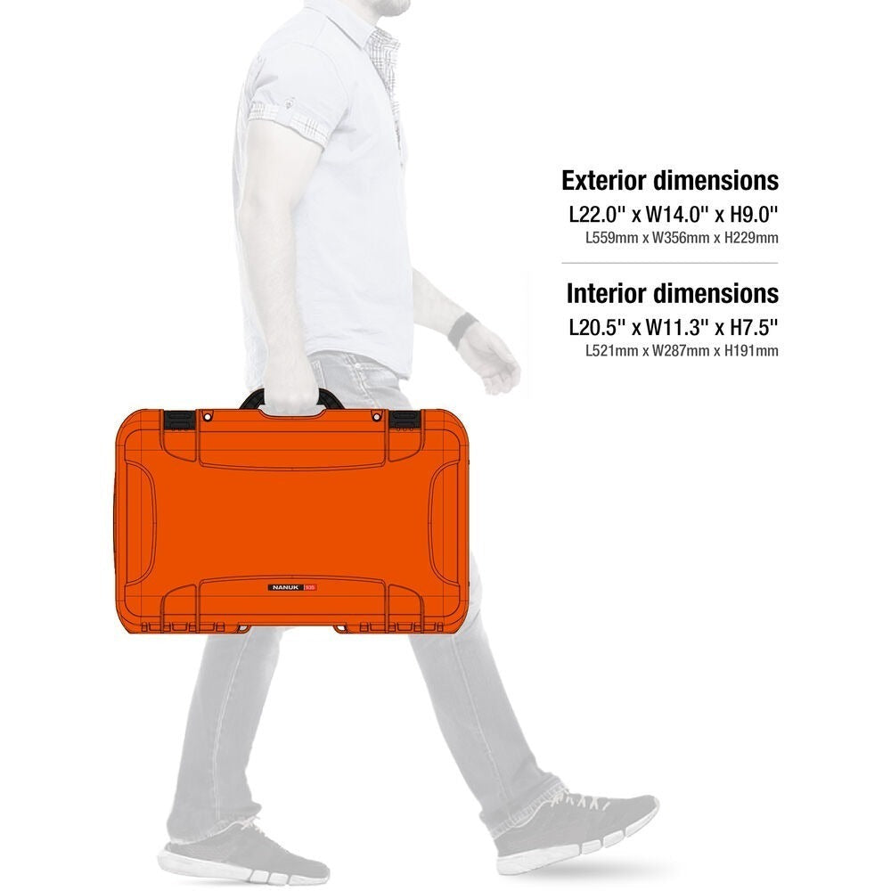 Nanuk 935 Waterproof Wheeled Hard Case with Foam and Lid Organizer (Orange)