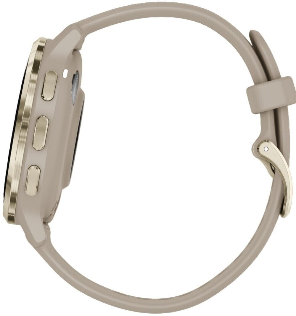 Garmin Venu 3S Soft Gold SS Bezel Smart Watch with 41mm French Gray Case and Silicone Band