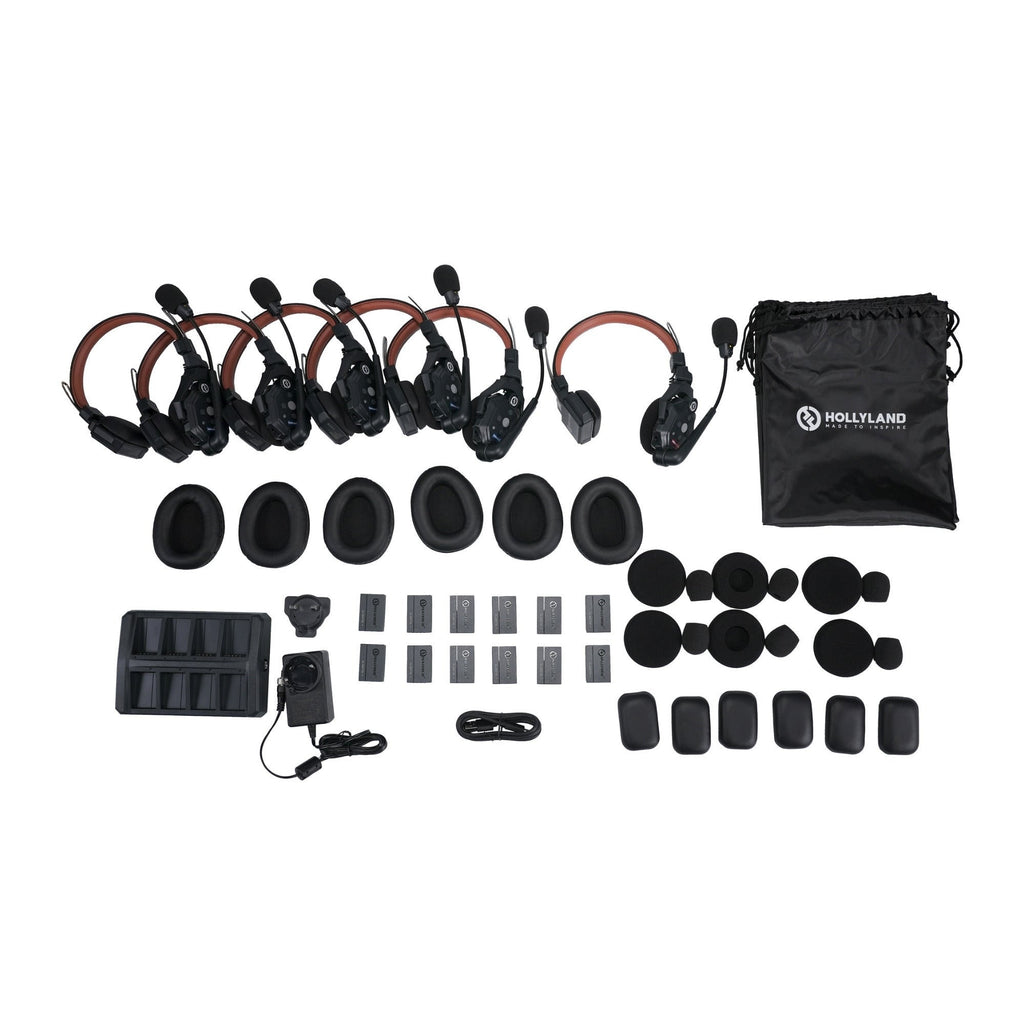 Hollyland Solidcom C1 Pro-6S 1100-Feet Full-Duplex ENC Wireless Intercom System with 6 Headsets