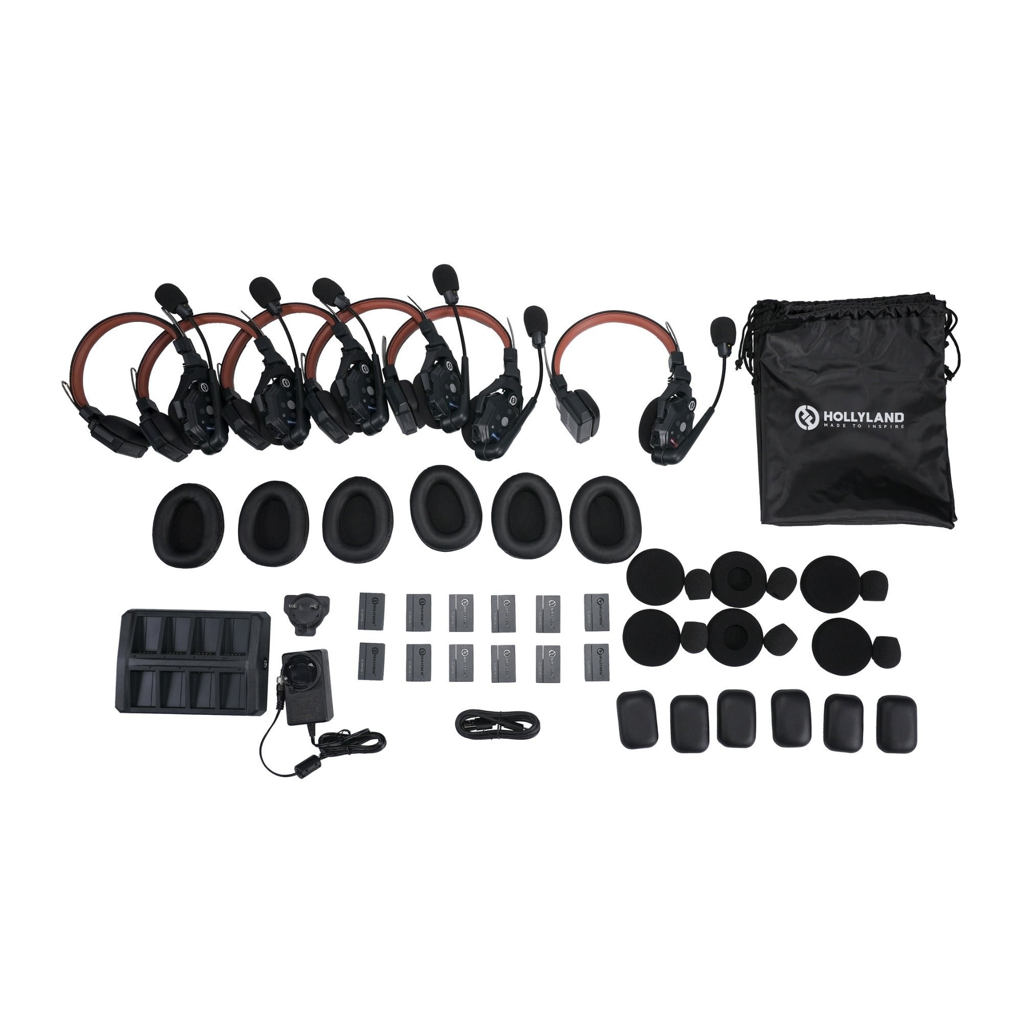Hollyland Solidcom C1 Pro-6S 1100-Feet Full-Duplex ENC Wireless Intercom System with 6 Headsets