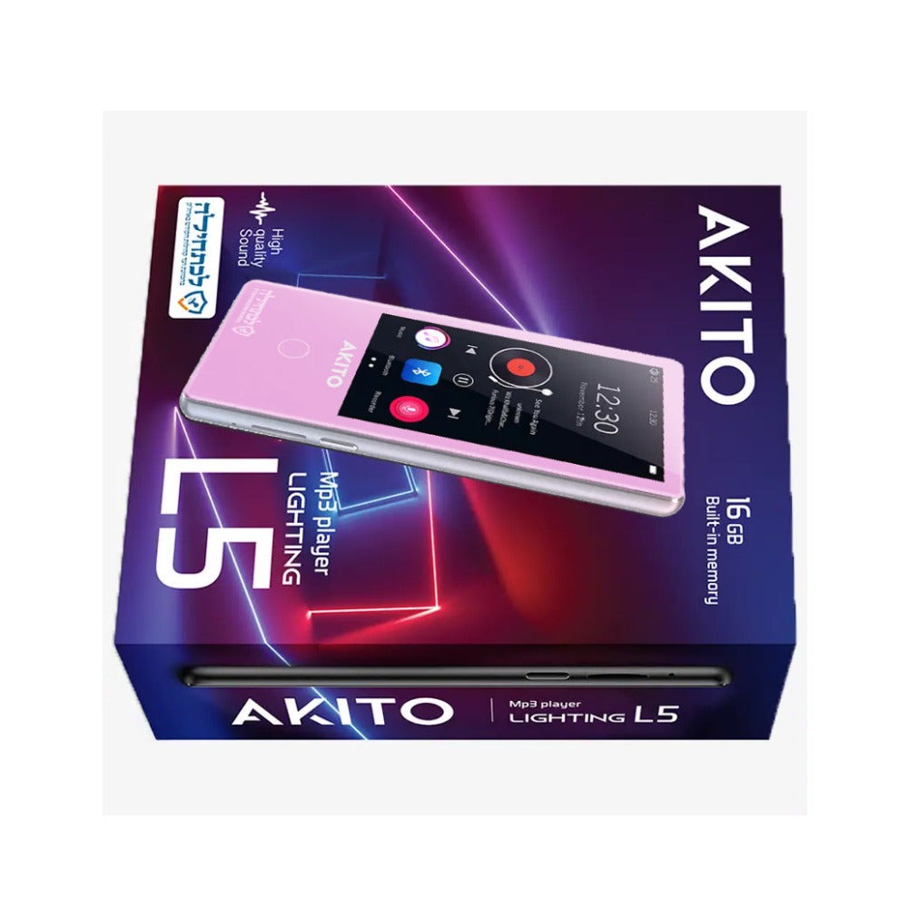 AKITO L5 16GB Kosher MP3 Player with Buttons, Built-in Speakers, Recorder, and Touch Screen (Pink)