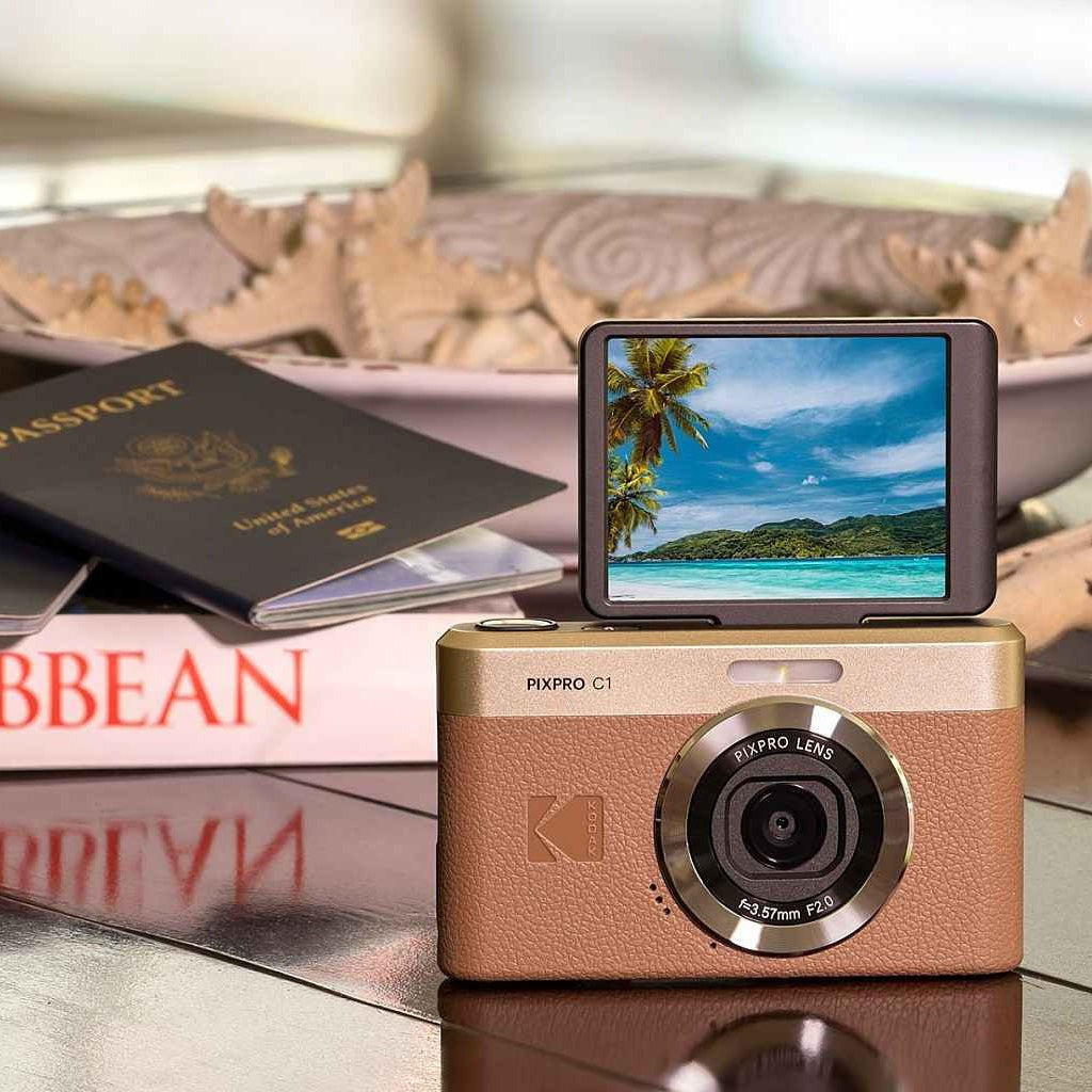KODAK PIXPRO C1 13MP Digital Camera (Brown) with MicroSD Card and Card Reader