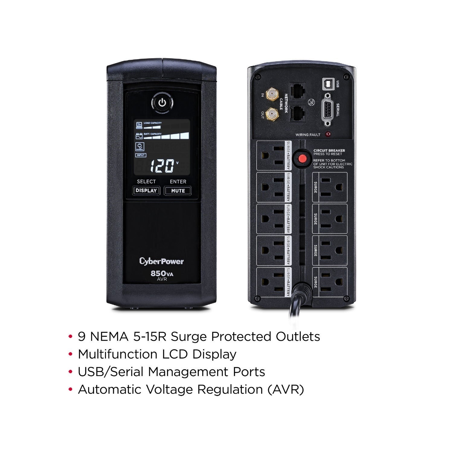 CyberPower CP850AVRLCD Intelligent LCD 850 VA UPS Systems