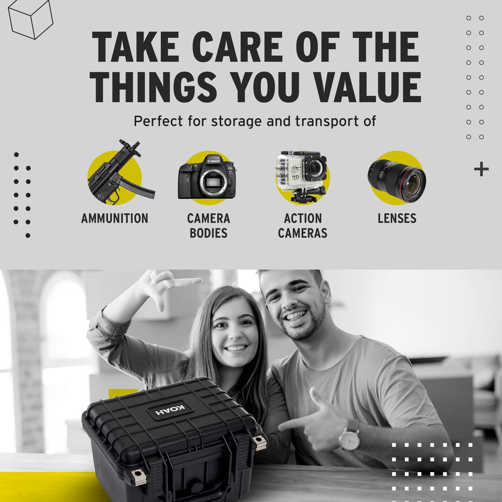 Koah Weatherproof Hard Case with Customizable Foam (10 x 9 x 7 Inch)
