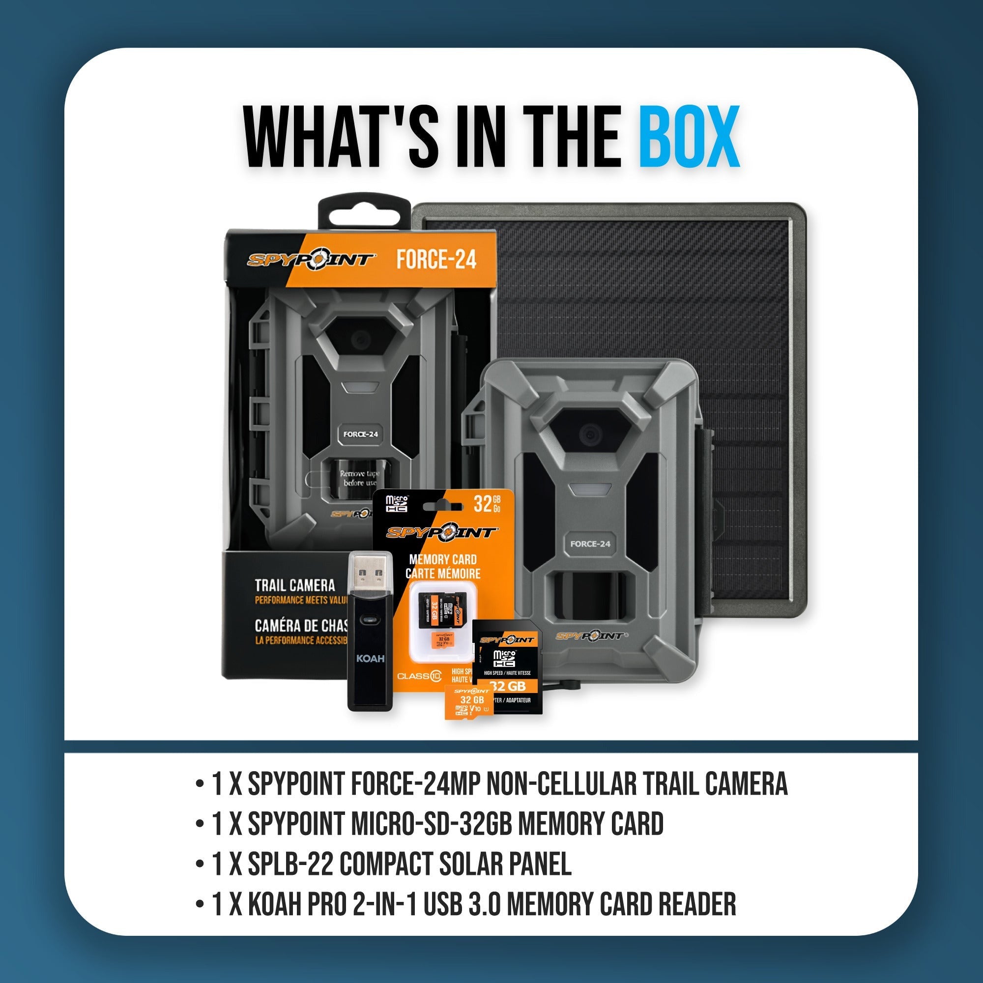 Spypoint Force-24MP Non-Cellular Trail Camera Bundle with Accessories