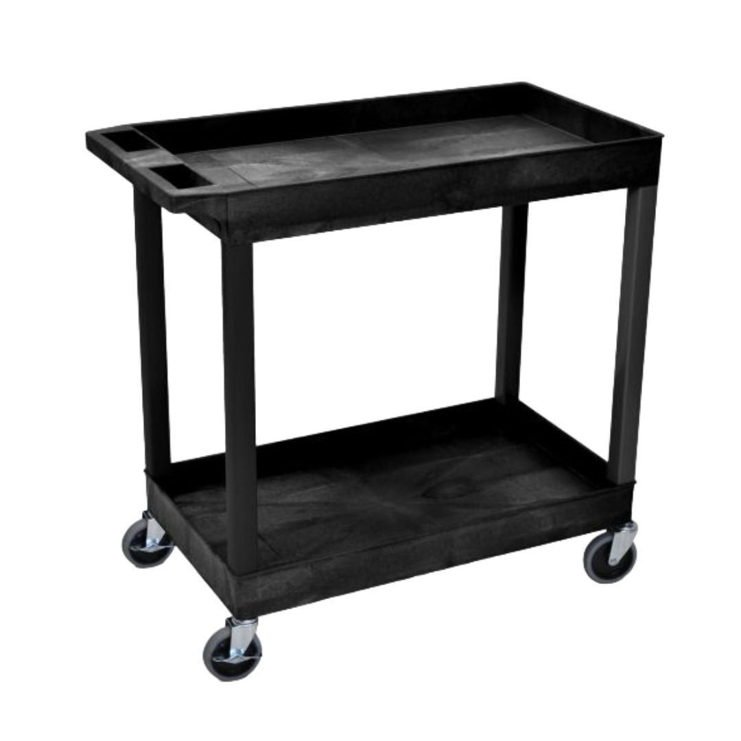 Luxor EC Series 32-Inch x 18-Inch Tub Storage Utility Cart with Two Tub Shelf Cart Suits (Black)