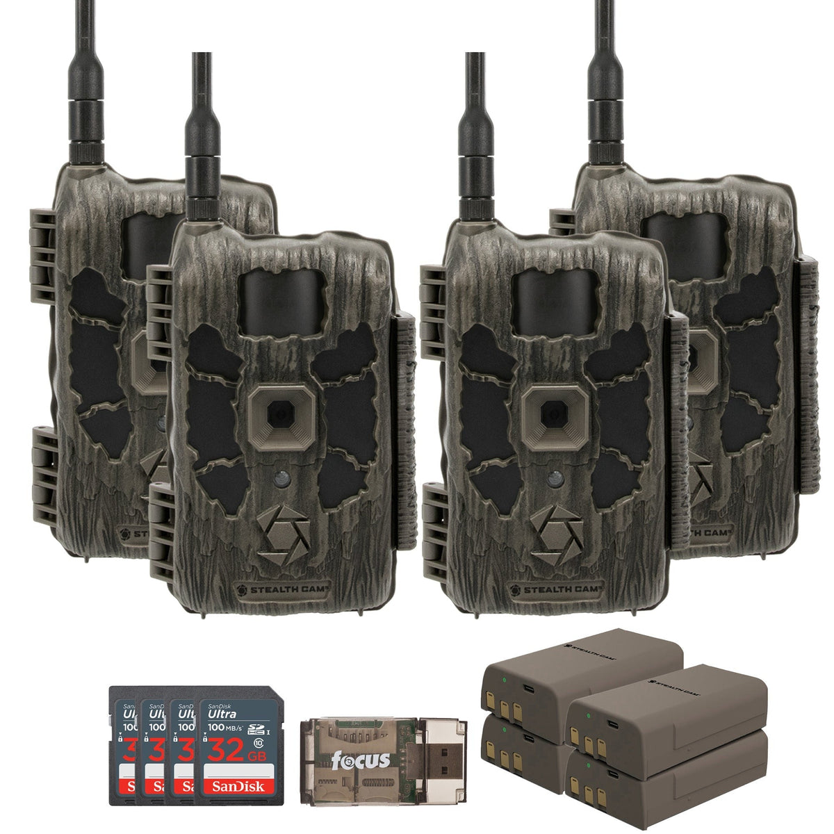Stealth Cam 40MP Deceptor Max Cellular Trail Camera 4-Pack with Fieldmax Lithium 4-Pack Bundle