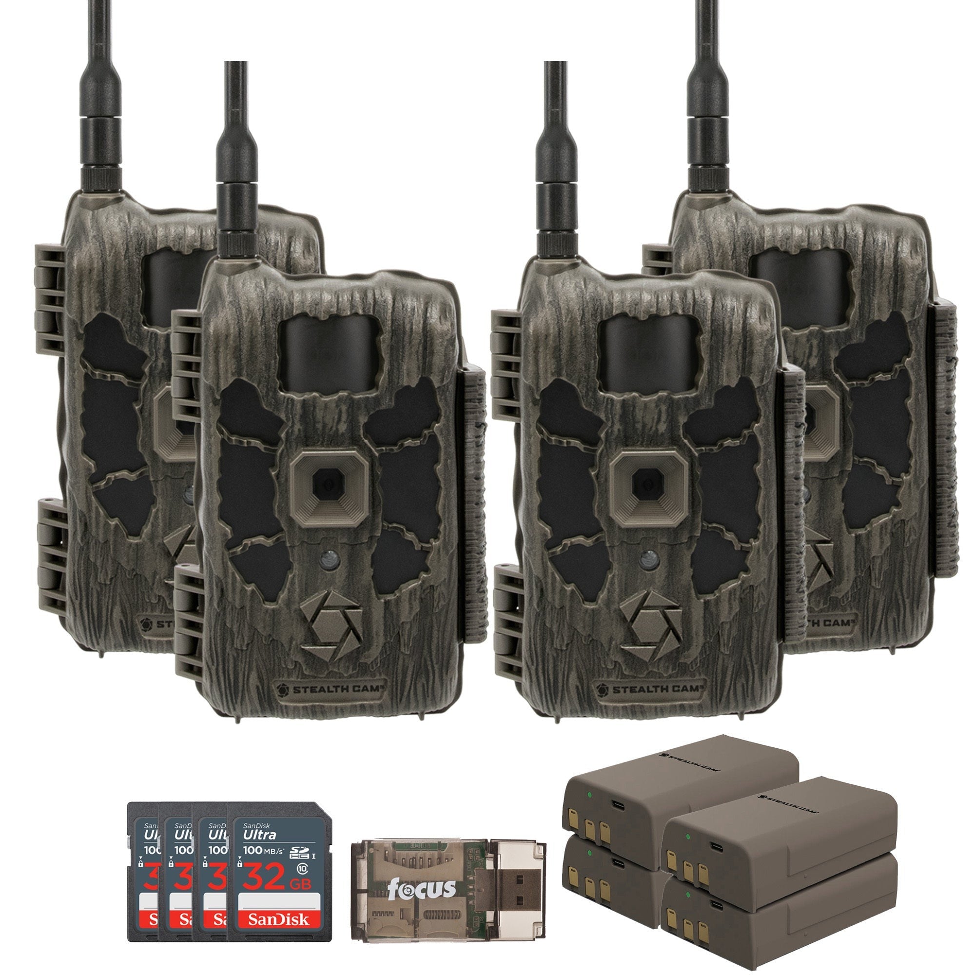 Stealth Cam 40MP Deceptor Max Cellular Trail Camera 4-Pack with Fieldmax Lithium 4-Pack Bundle