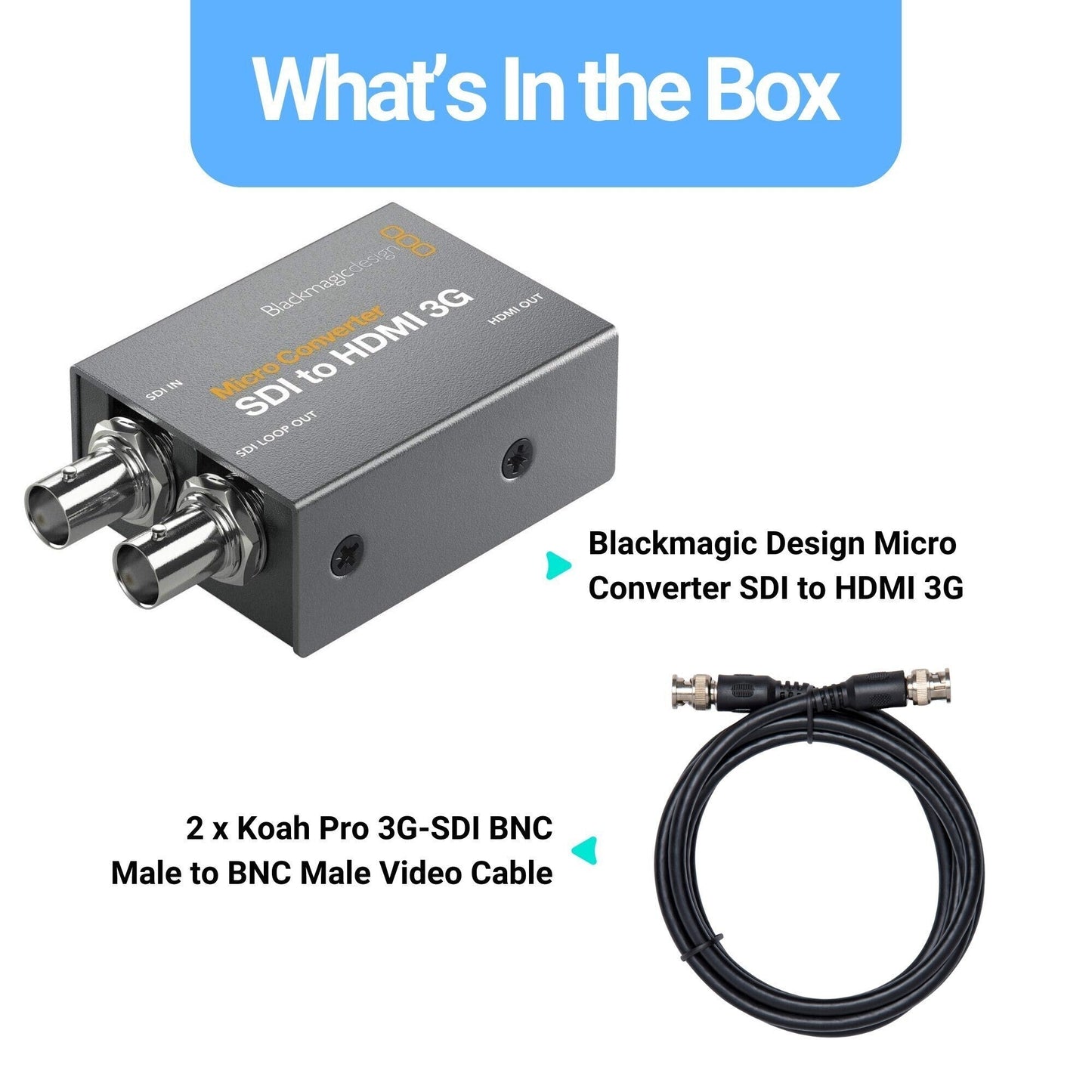 Blackmagic Design Micro Converter SDI to HDMI 3G and Cable with 6-Feet Coaxial Cable (2-Pack) Bundle