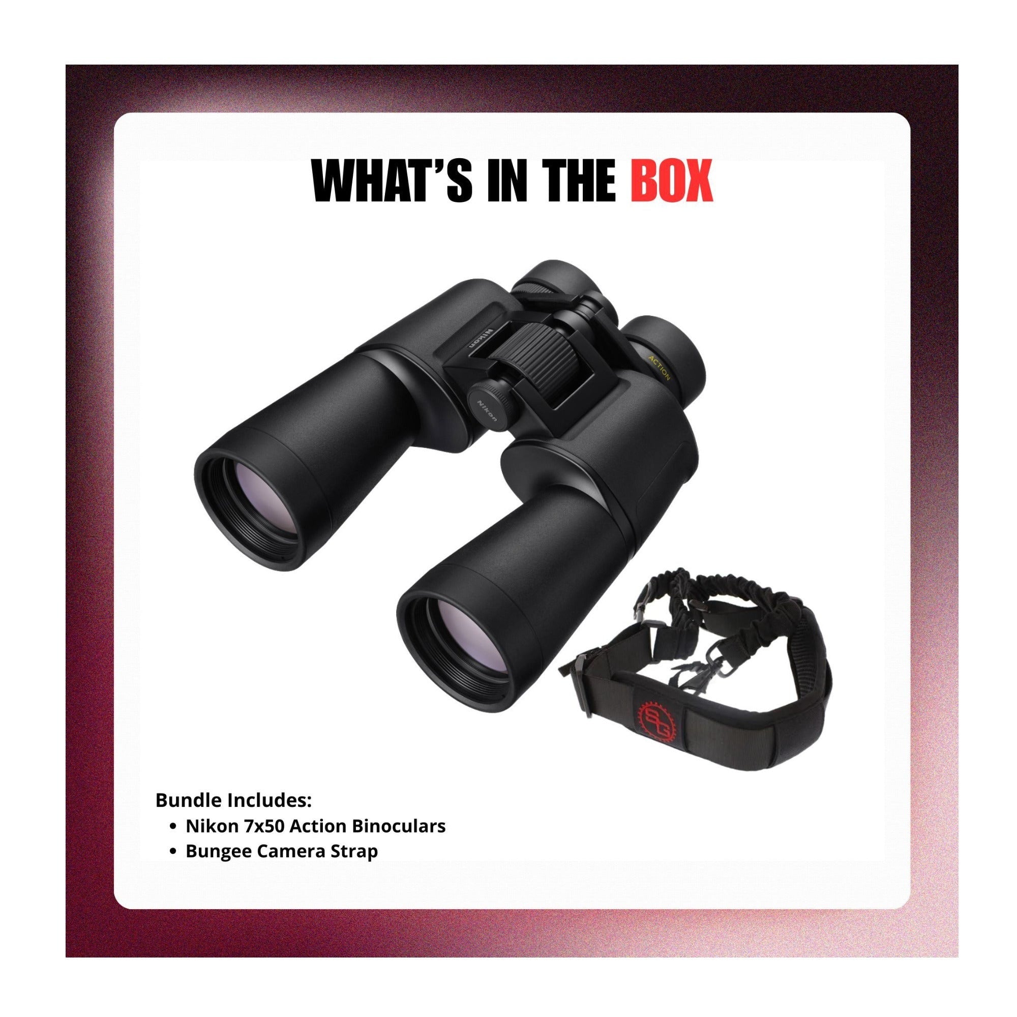 Nikon 7x50 Action Binoculars with Bungee Strap Bundle