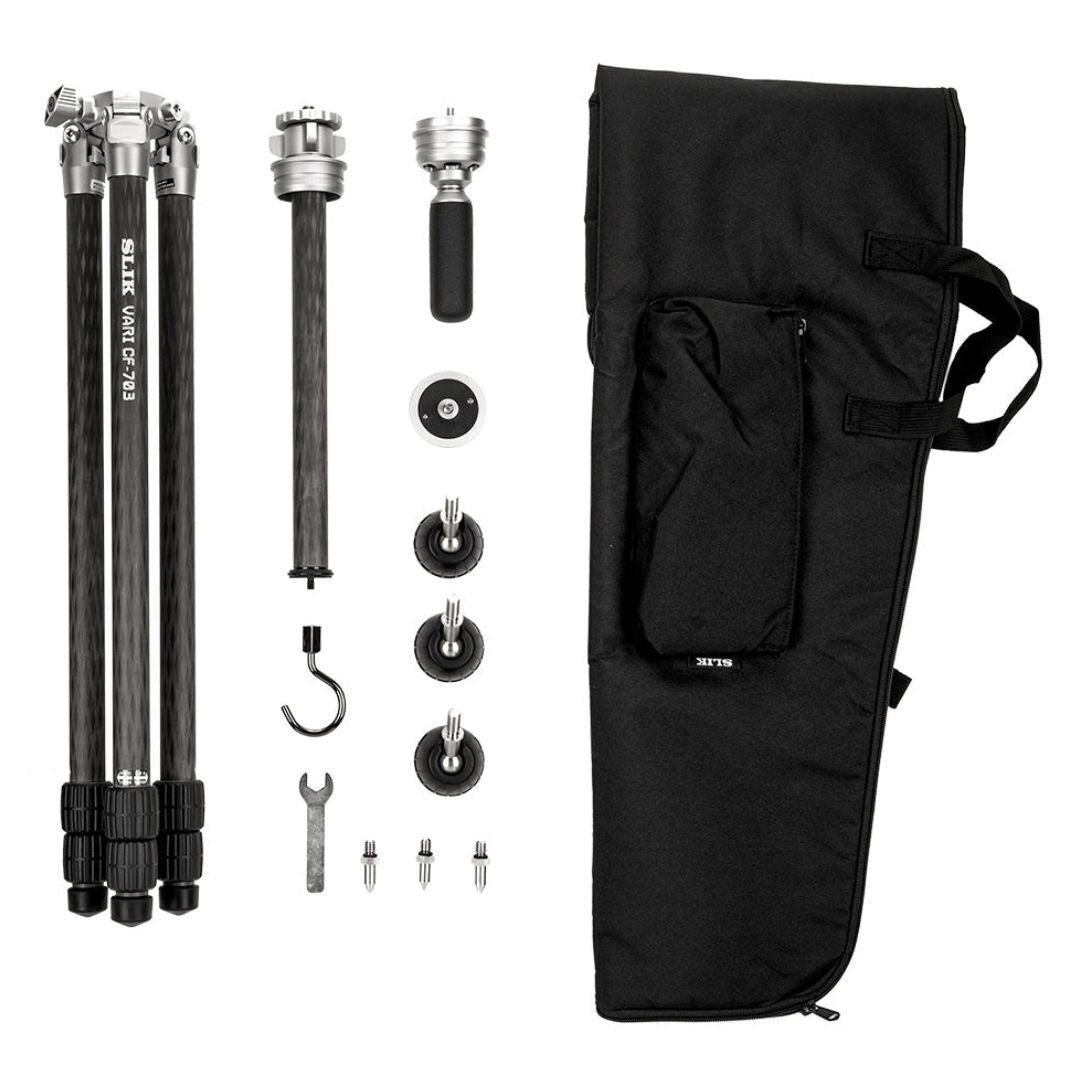 Slik Vari CF-703 Carbon Fiber Tripod Professional Kit with Lightweight and Aluminum Body (Legs Only)