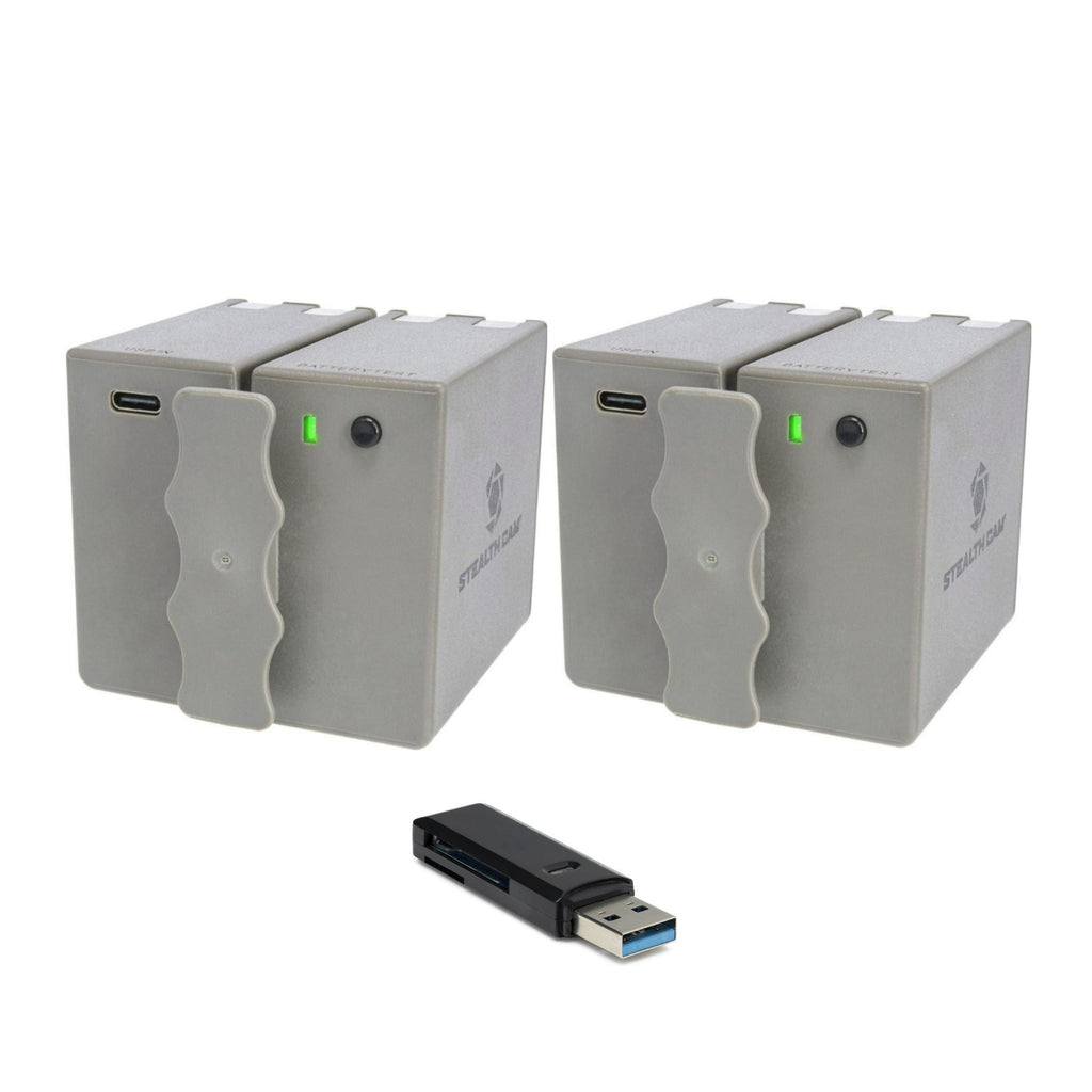 Stealth Cam 360 Cam Max Cartridge Lithium Battery 2-Pack with Card Reader Bundle