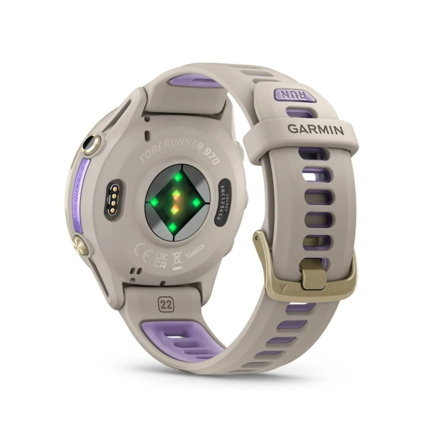 Garmin Forerunner 970 Soft Gold Titanium with French Gray Case and Indigo Band