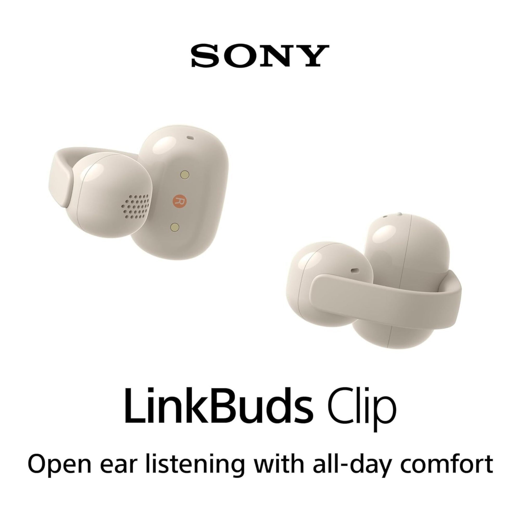 Sony LinkBuds Clip Open-Ear Truly Wireless Earbuds with Case Bundle (Greige)