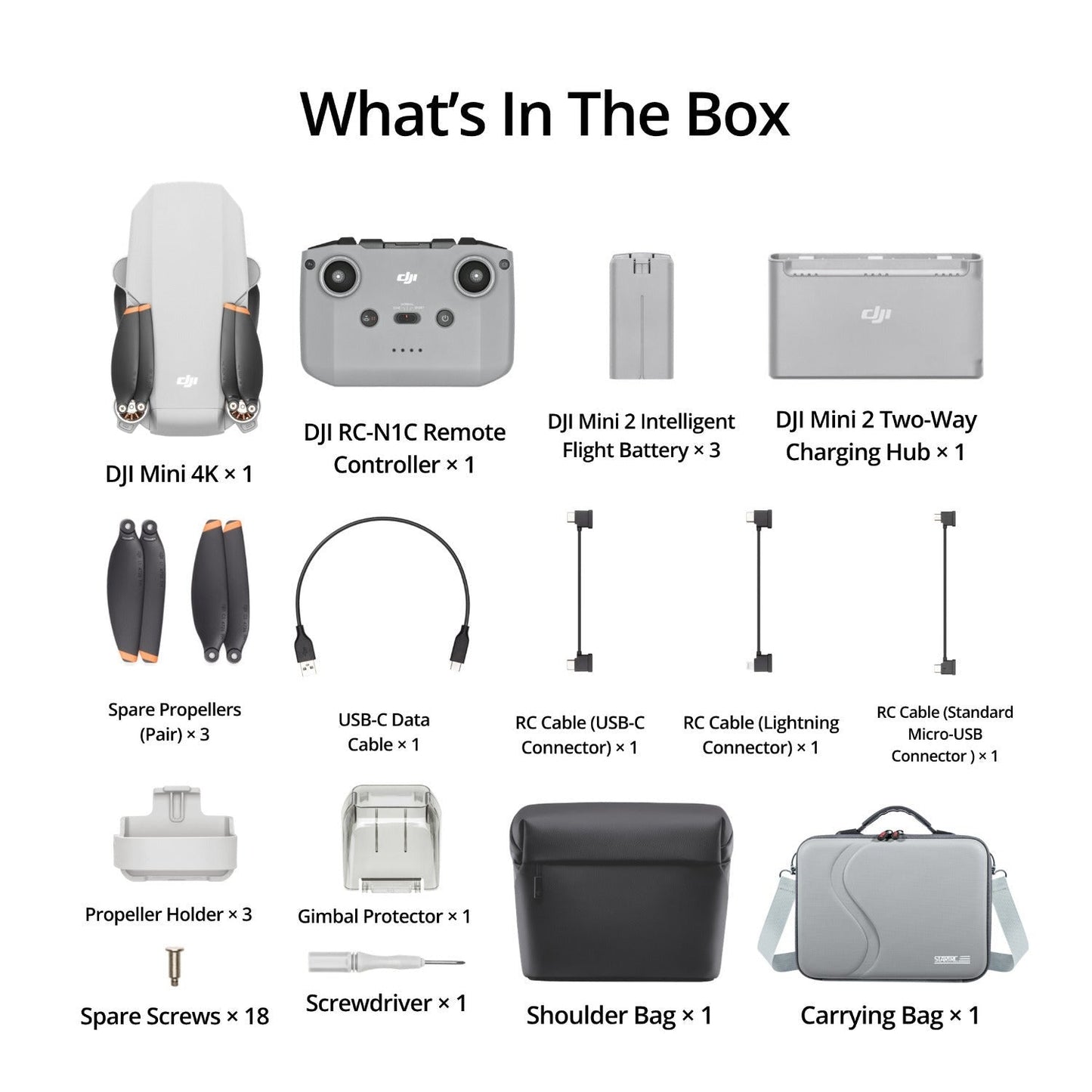 DJI Mini 4K Fly More Camera Drone Combo Bundle with Soft Gray Carrying Case