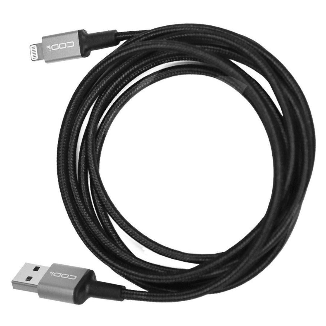 CODi 6-Feet Braided Nylon USB-A to MFI Lightning Charge and Sync Cable (Black)
