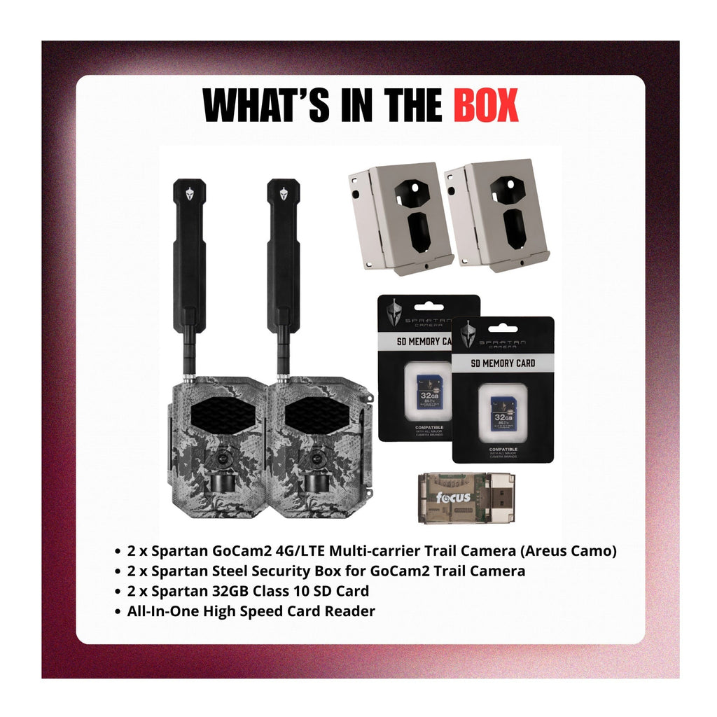 Spartan GoCam2 4G/LTE Multi-carrier Trail Camera (Areus Camo) with Accessories