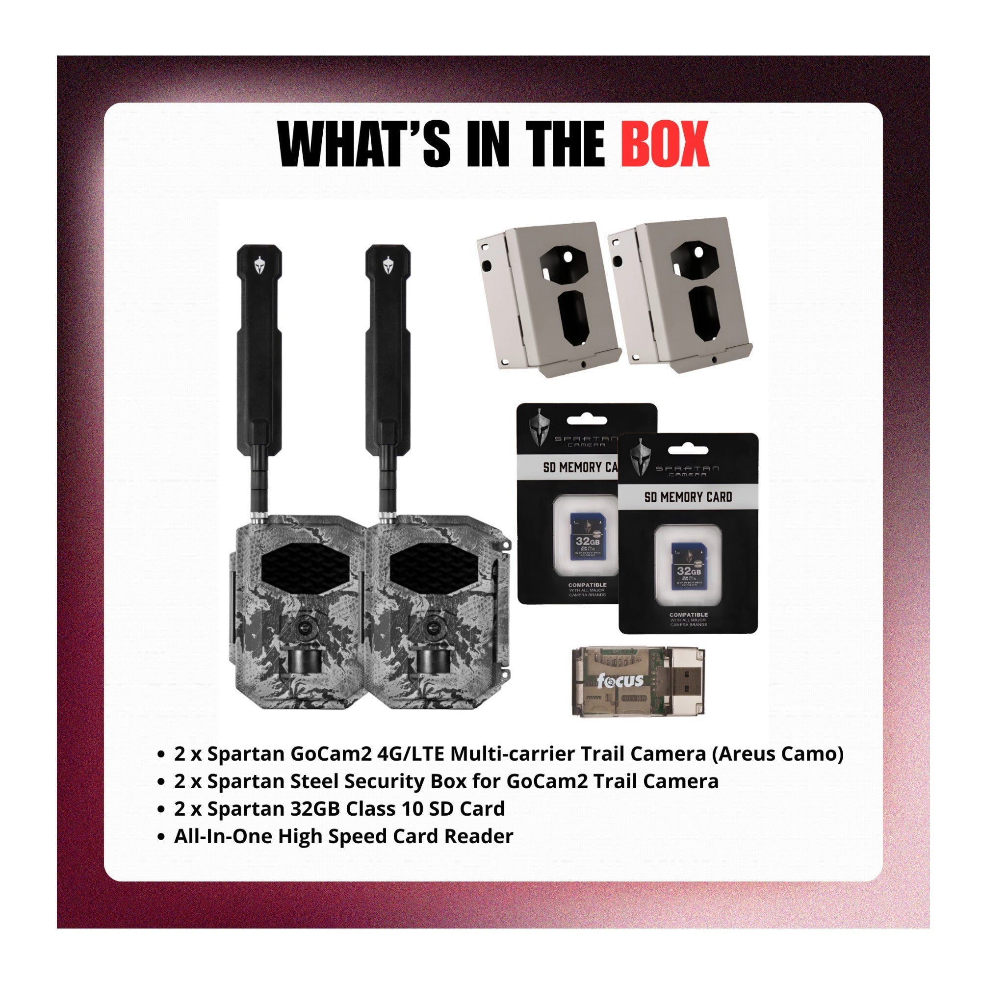 Spartan GoCam2 4G/LTE Multi-carrier Trail Camera (Areus Camo) with Accessories