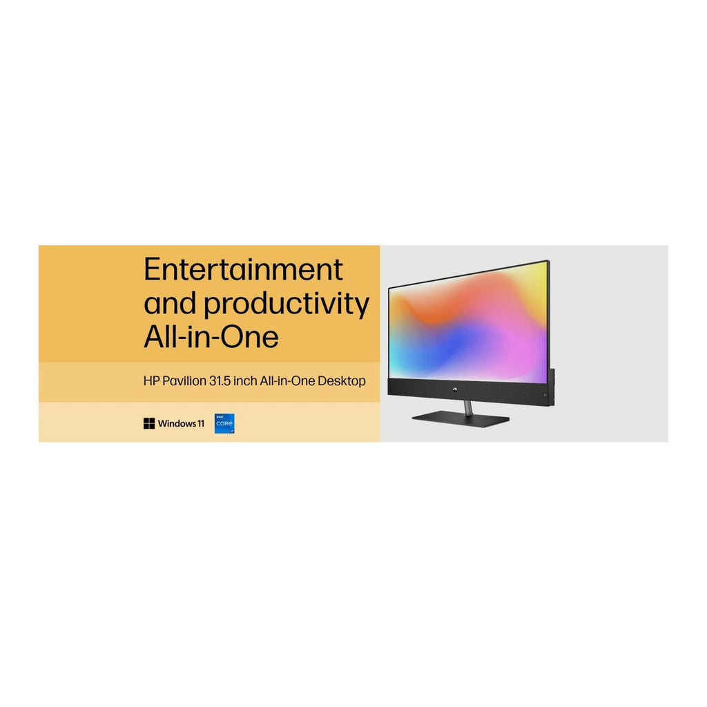 HP Pavilion 31.5" QHD All-in-One Desktop, Intel Core i7-12700T (Black) (Certified Refurbished)