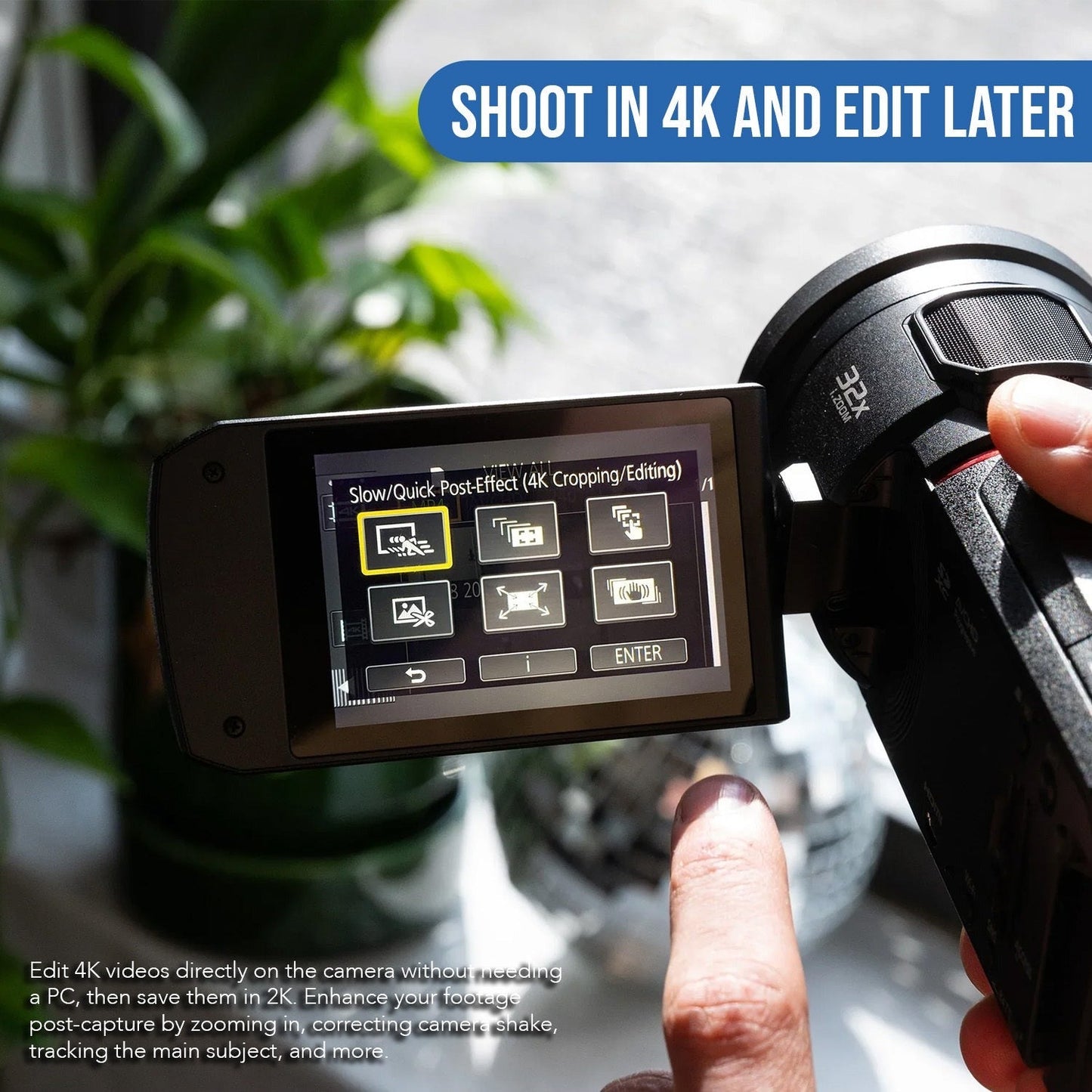 Panasonic VX3 Camcorder with 4K Image Quality, F1.8 Lens, 24x Zoom, and Ergonomic Design (Black)