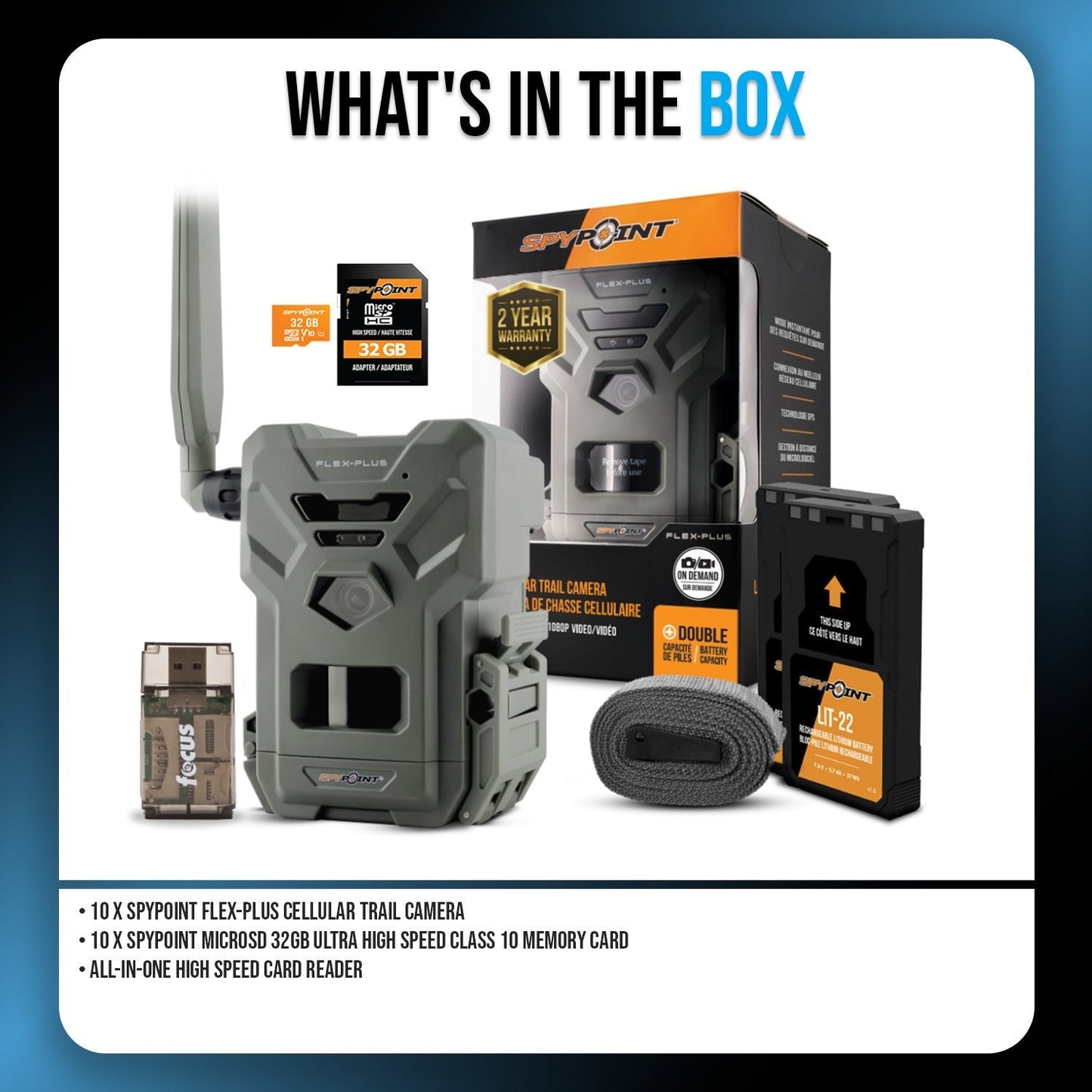 SPYPOINT Flex-Plus 36MP 1080p Cellular Trail Camera (10-Pack) Bundle