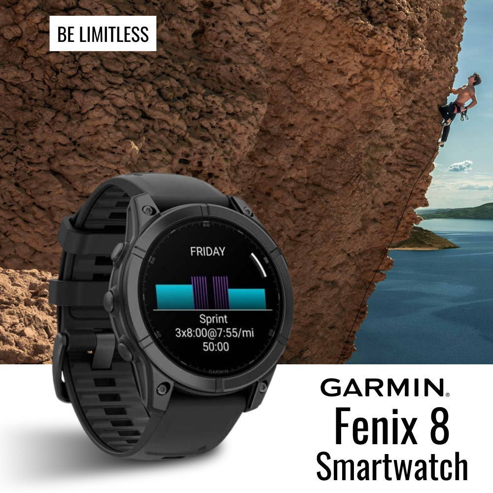 Garmin Fenix 8 Sapphire 51mm GPS Smartwatch with AMOLED Display (Black and Pebble Gray) Bundle
