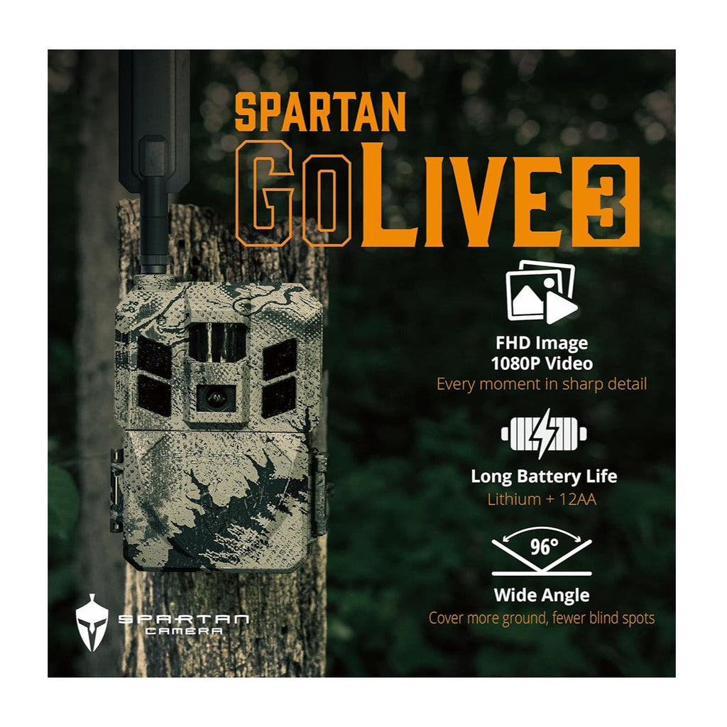 Spartan GoLive3 4G/LTE Multi-carrier Trail Camera (Areus Camo) Bundle
