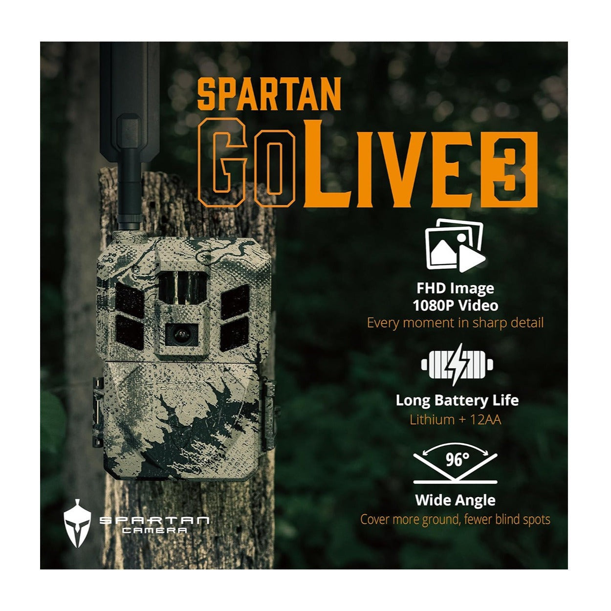 Spartan GoLive3 4G/LTE Multi-carrier Trail Camera (Areus Camo) Bundle