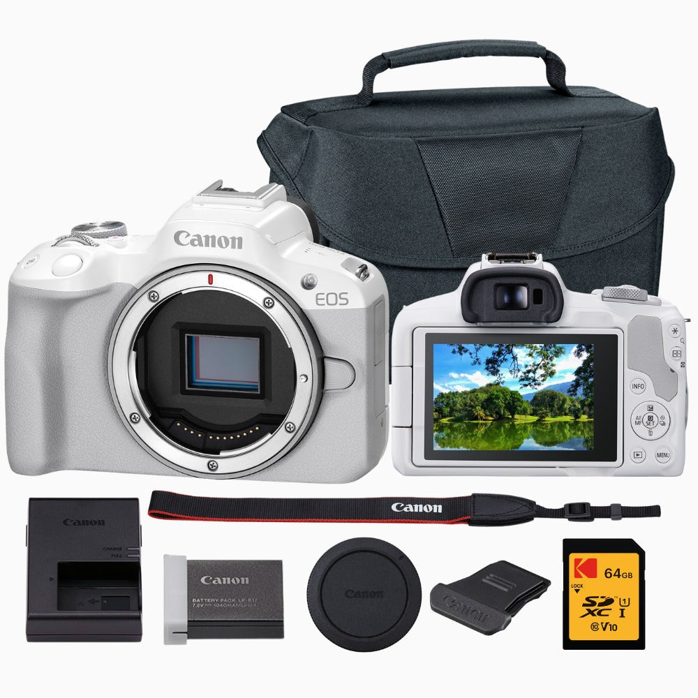 Canon EOS R50 Mirrorless Camera with Memory Card and Gadget Bag Bundle